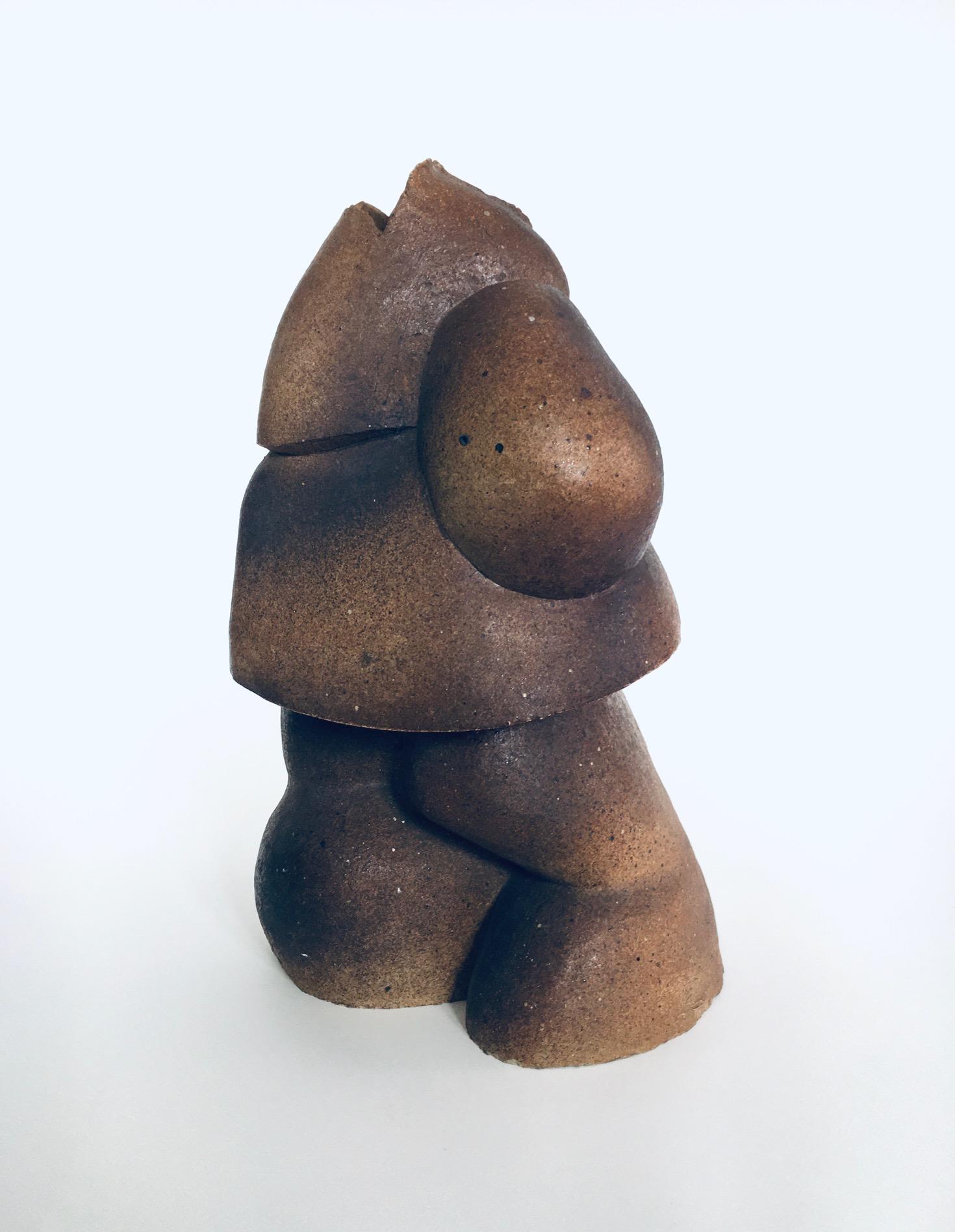 Brutalist Art Ceramic Sculpture by Marie Rose Vandeputte, Belgium 1975 In Good Condition For Sale In Oud-Turnhout, VAN