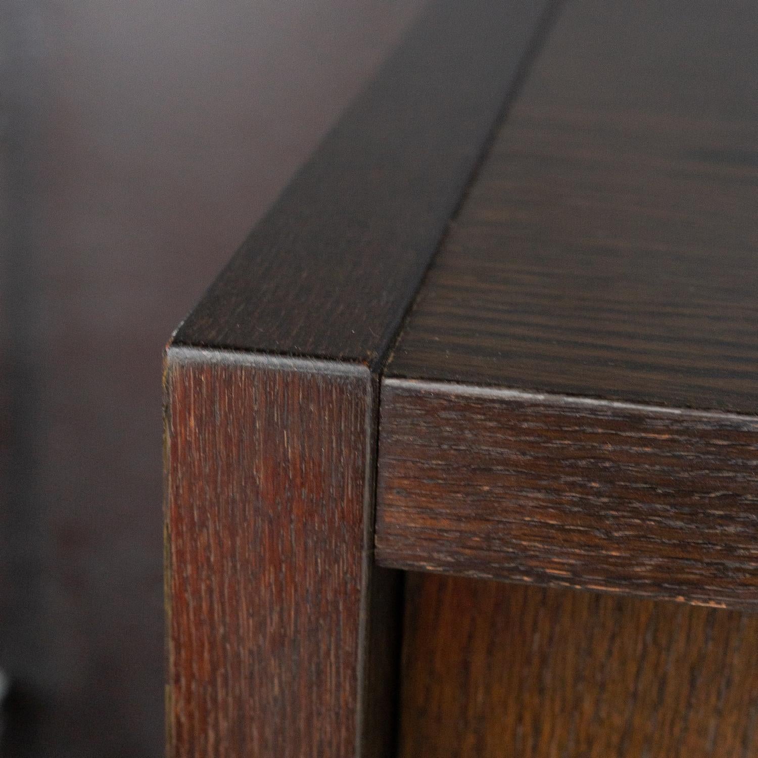 Brutalist Art Deco Bar Cabinet Refinished in Dark Brown Stained Oak 4