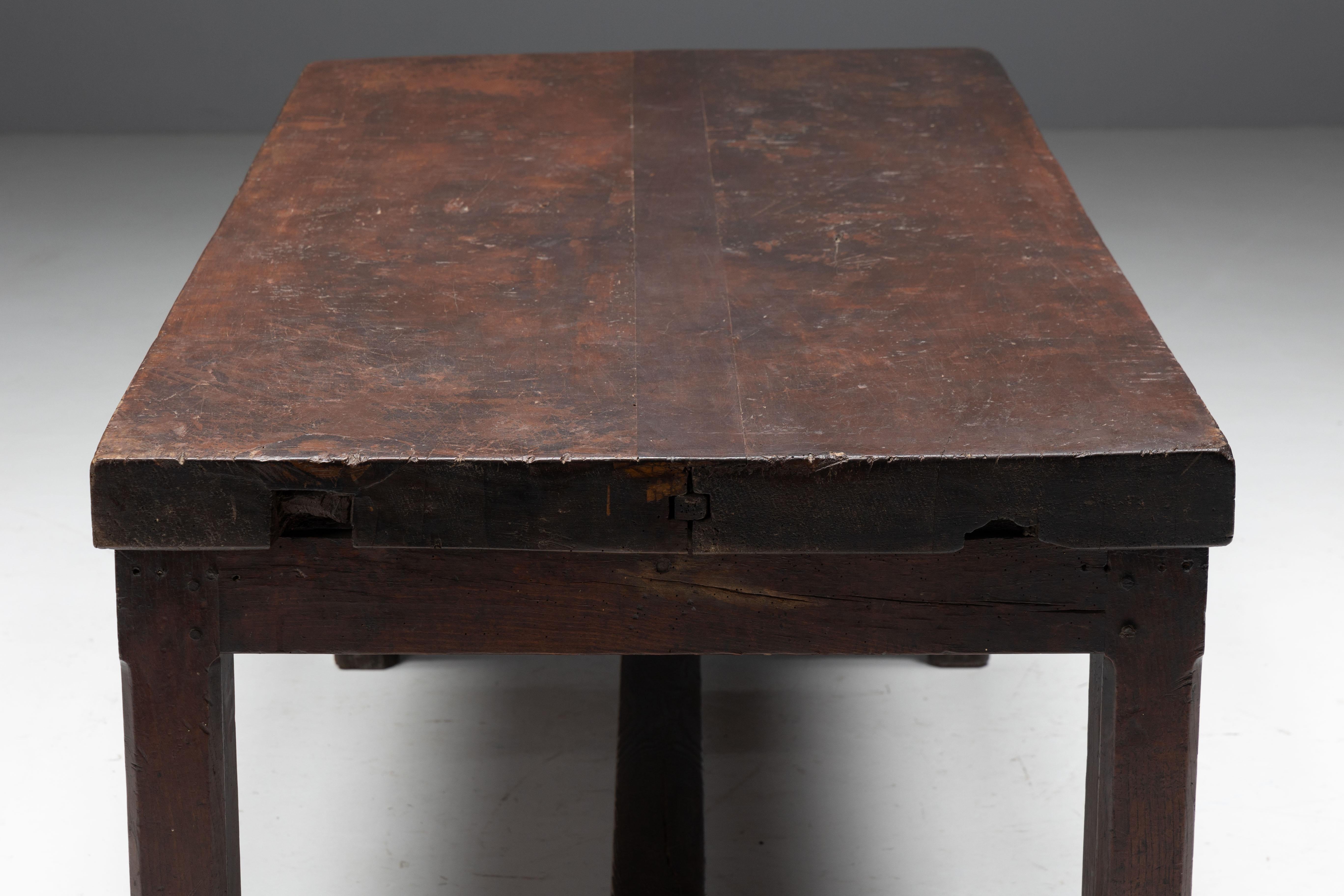 Brutalist Art Populaire Dining Table, France, 19th Century For Sale 6