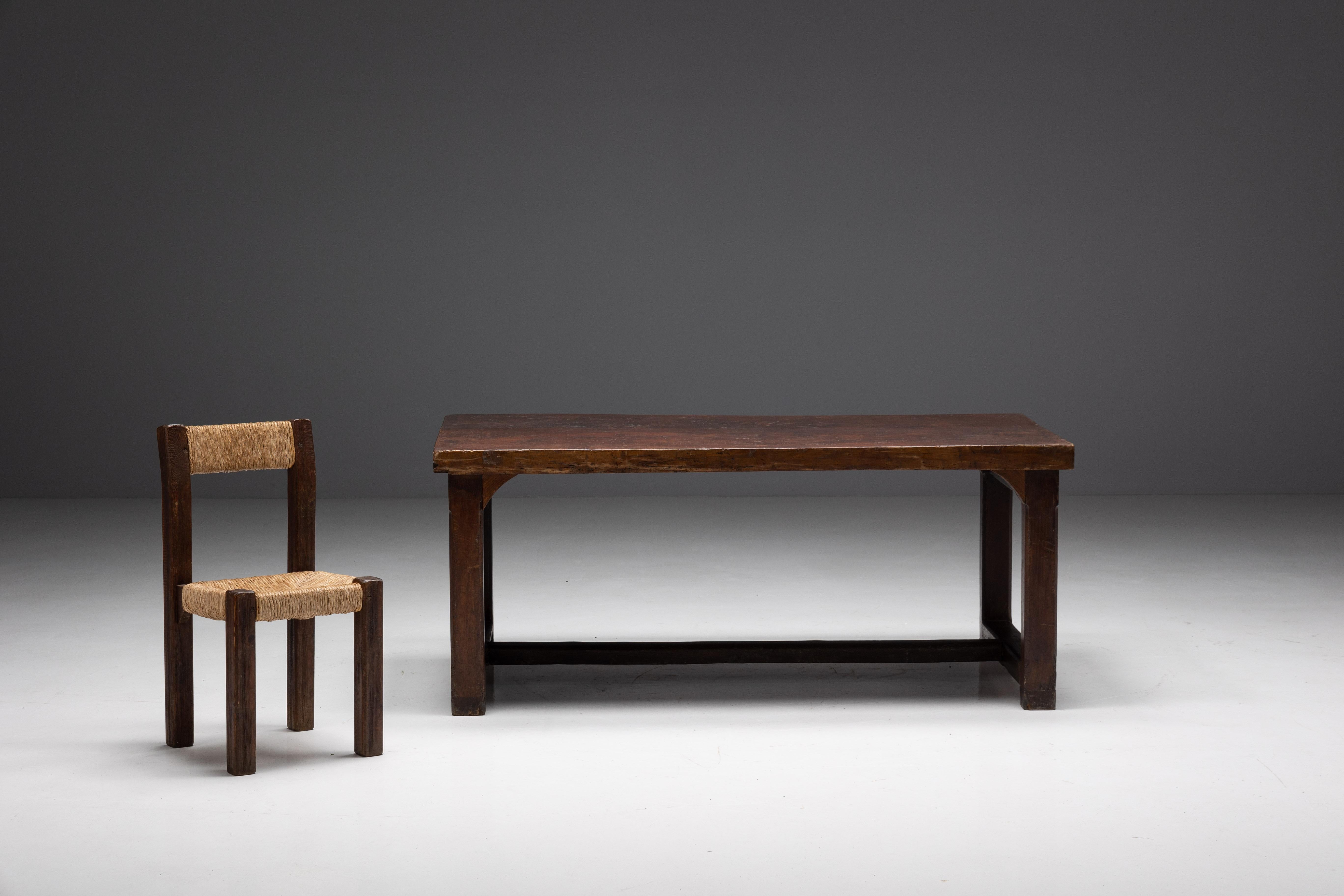 Français Table à manger Populaire d'art brutaliste, France, 19ème siècle en vente