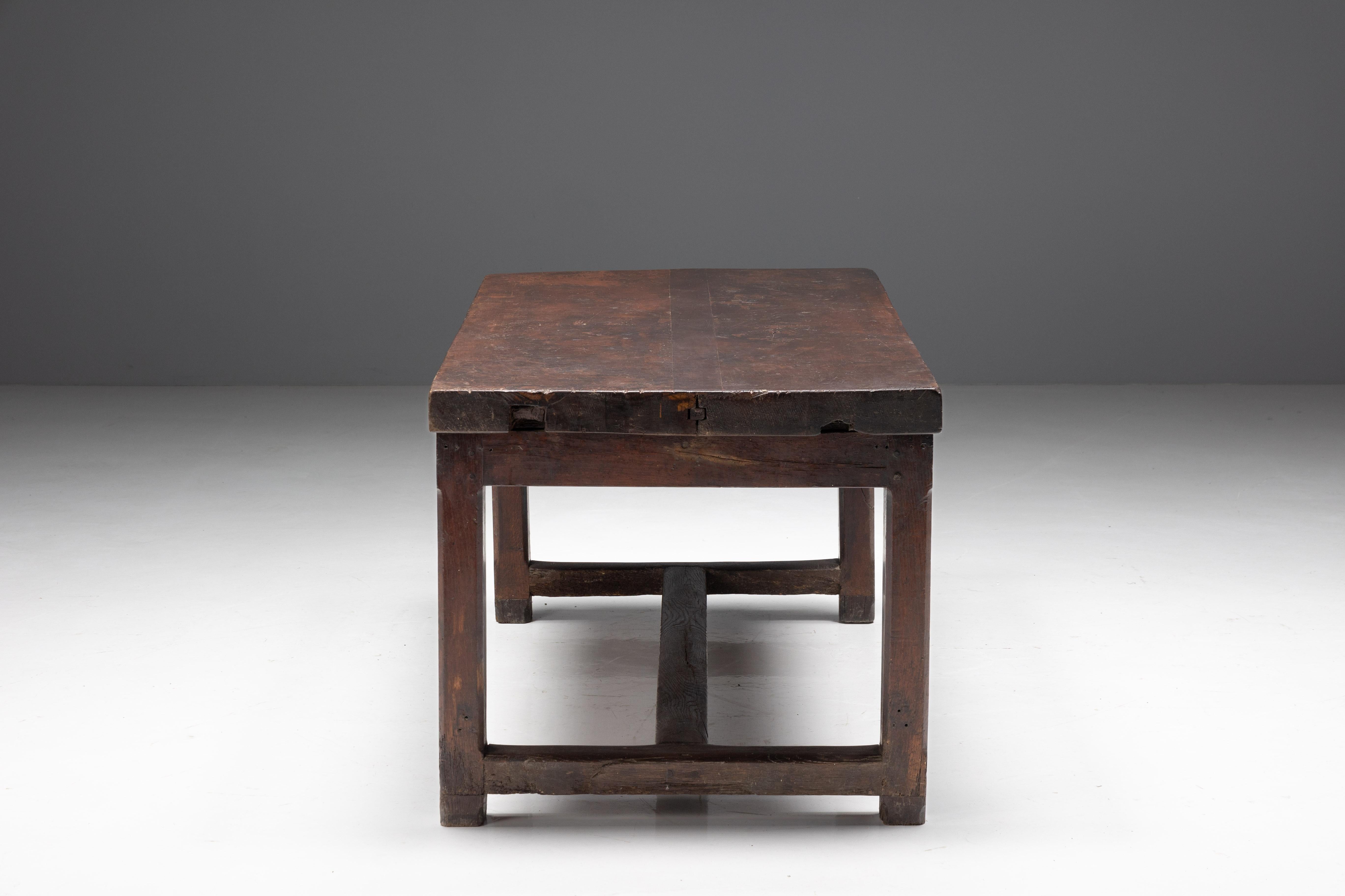 Brutalist Art Populaire Dining Table, France, 19th Century For Sale 2