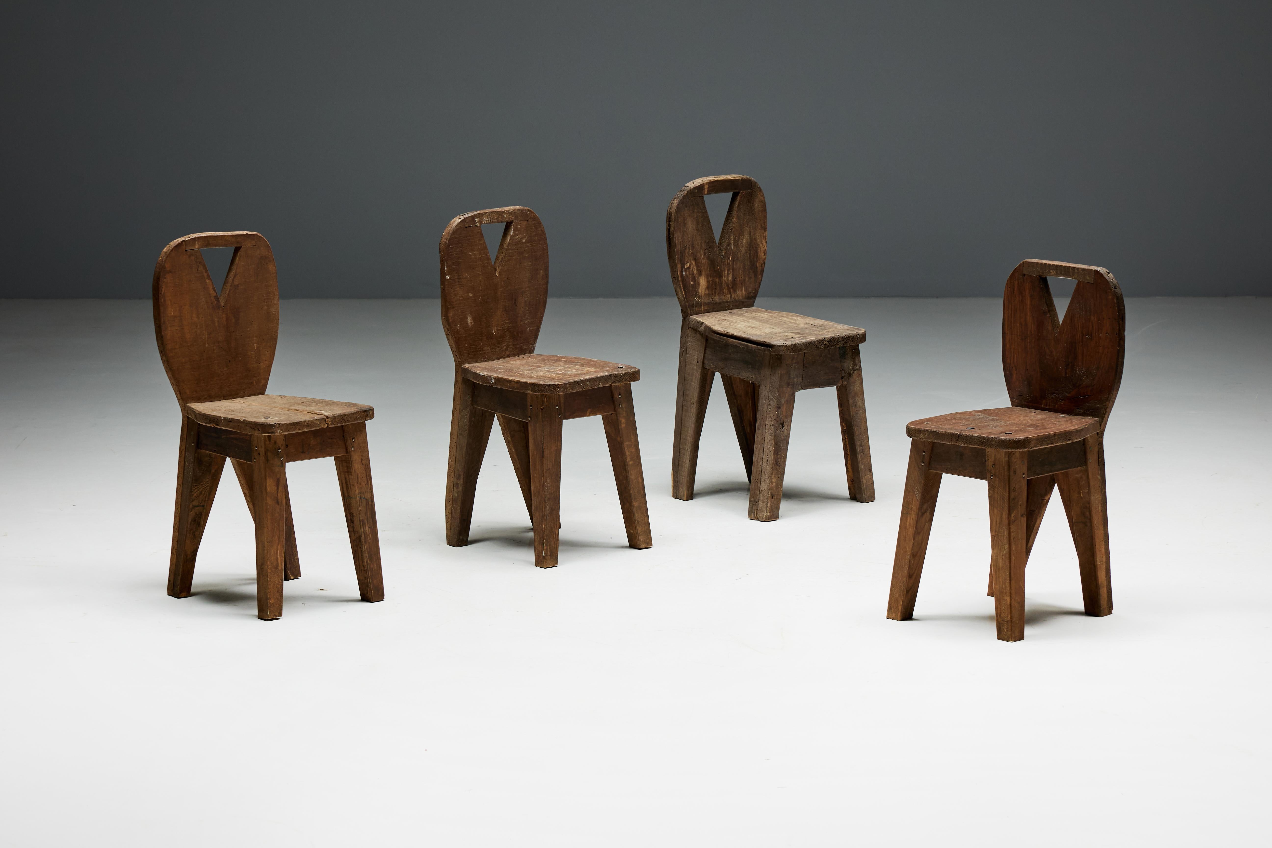 Mid-20th Century Brutalist Art Populaire Mountain Chairs, France, 1950s For Sale