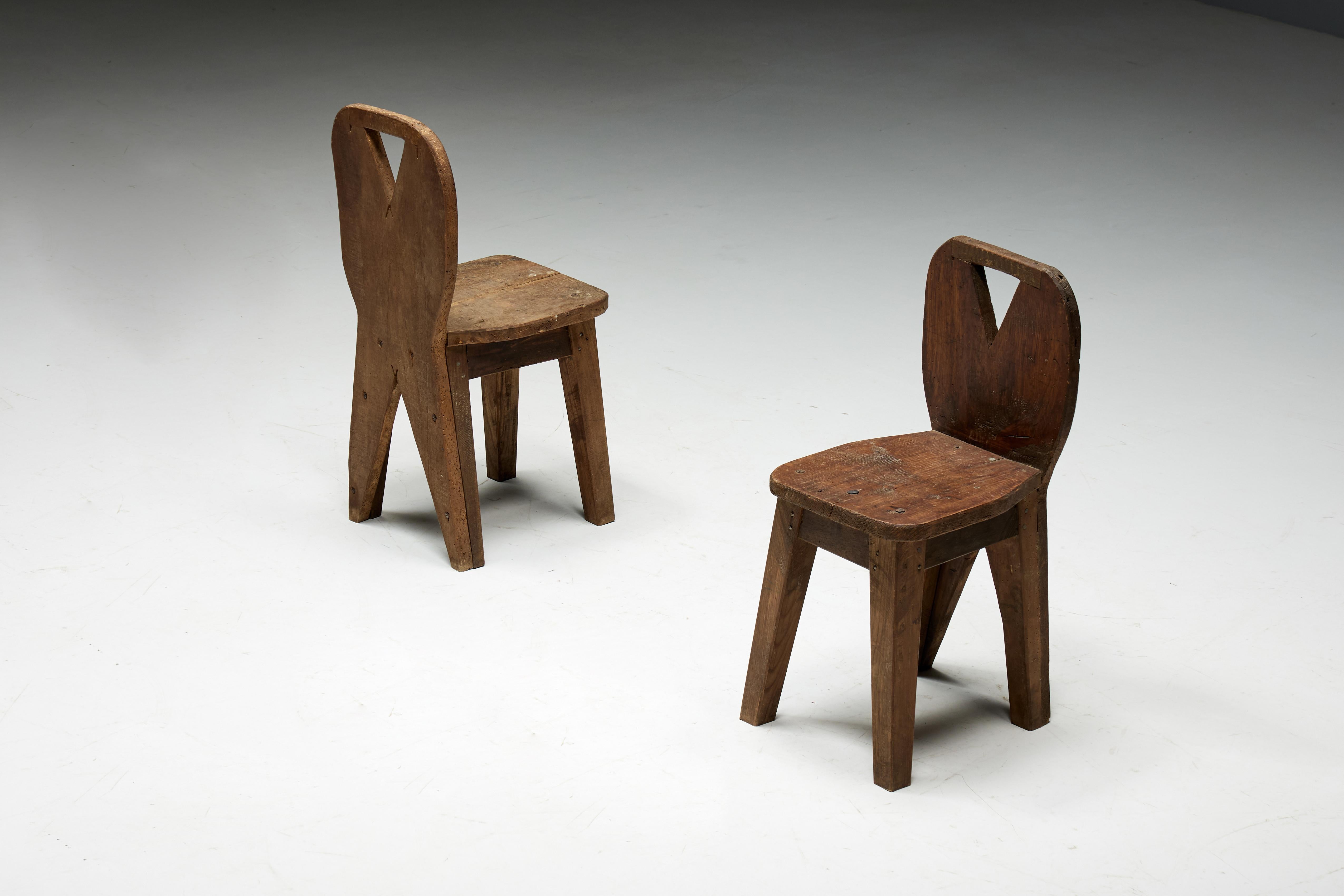 Brutalist Art Populaire Mountain Chairs, France, 1950s For Sale 2