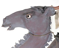 Brutalist Art Pottery Studio  Sculpture Man with Gun Riding a Camel signed