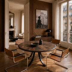 Brutalist Art Round Dining Table With Cast Iron Base By Paul Kingma Agate 1980