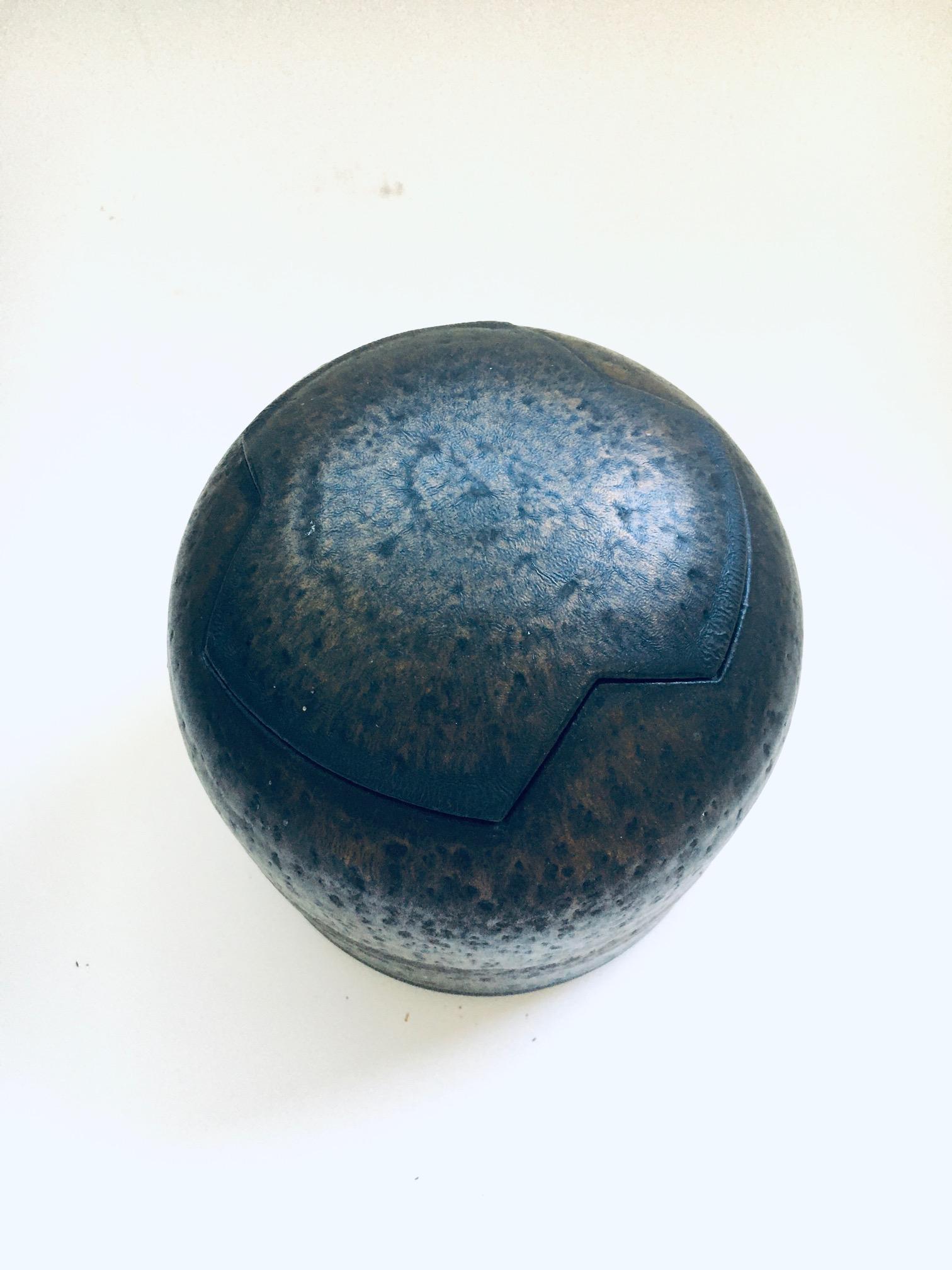 Brutalist Art Studio Pottery Lidded Jar Pot by Jaan Mobach, Netherlands 1960's For Sale 5