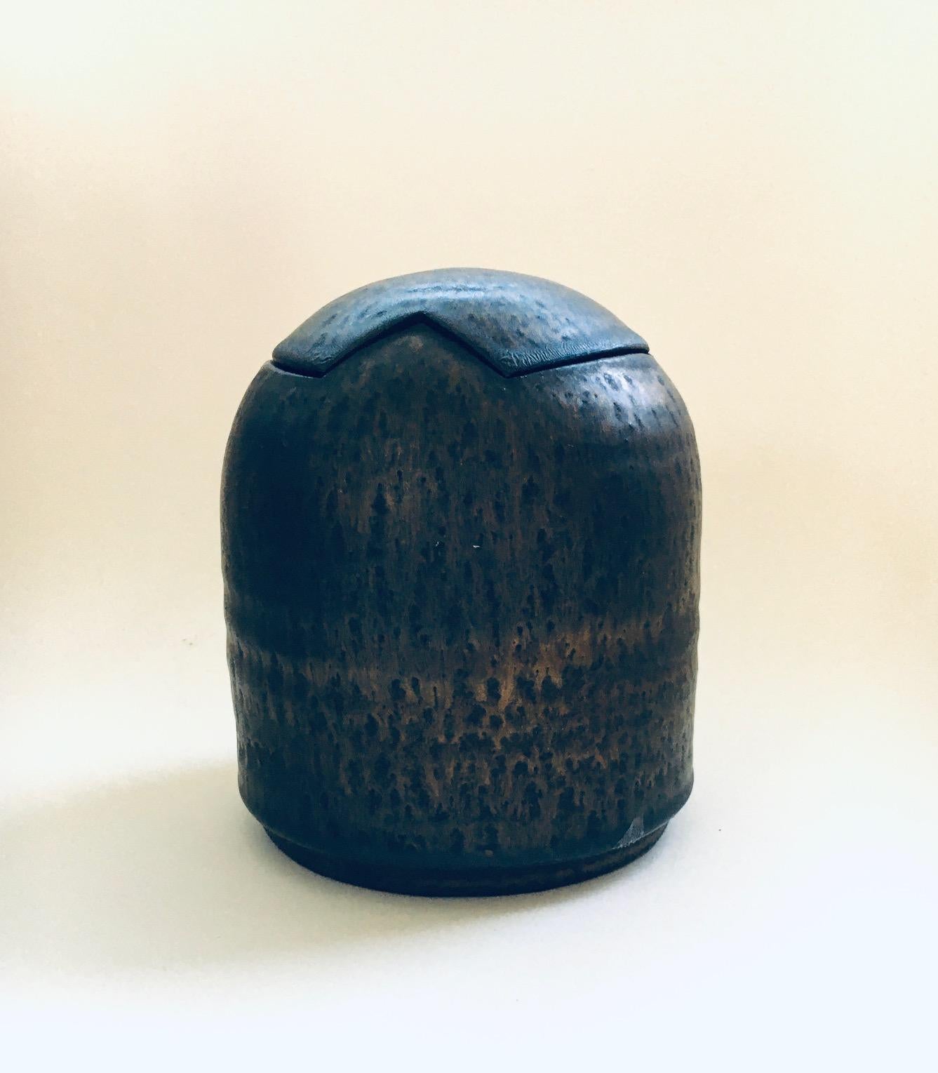 Dutch Brutalist Art Studio Pottery Lidded Jar Pot by Jaan Mobach, Netherlands 1960's For Sale