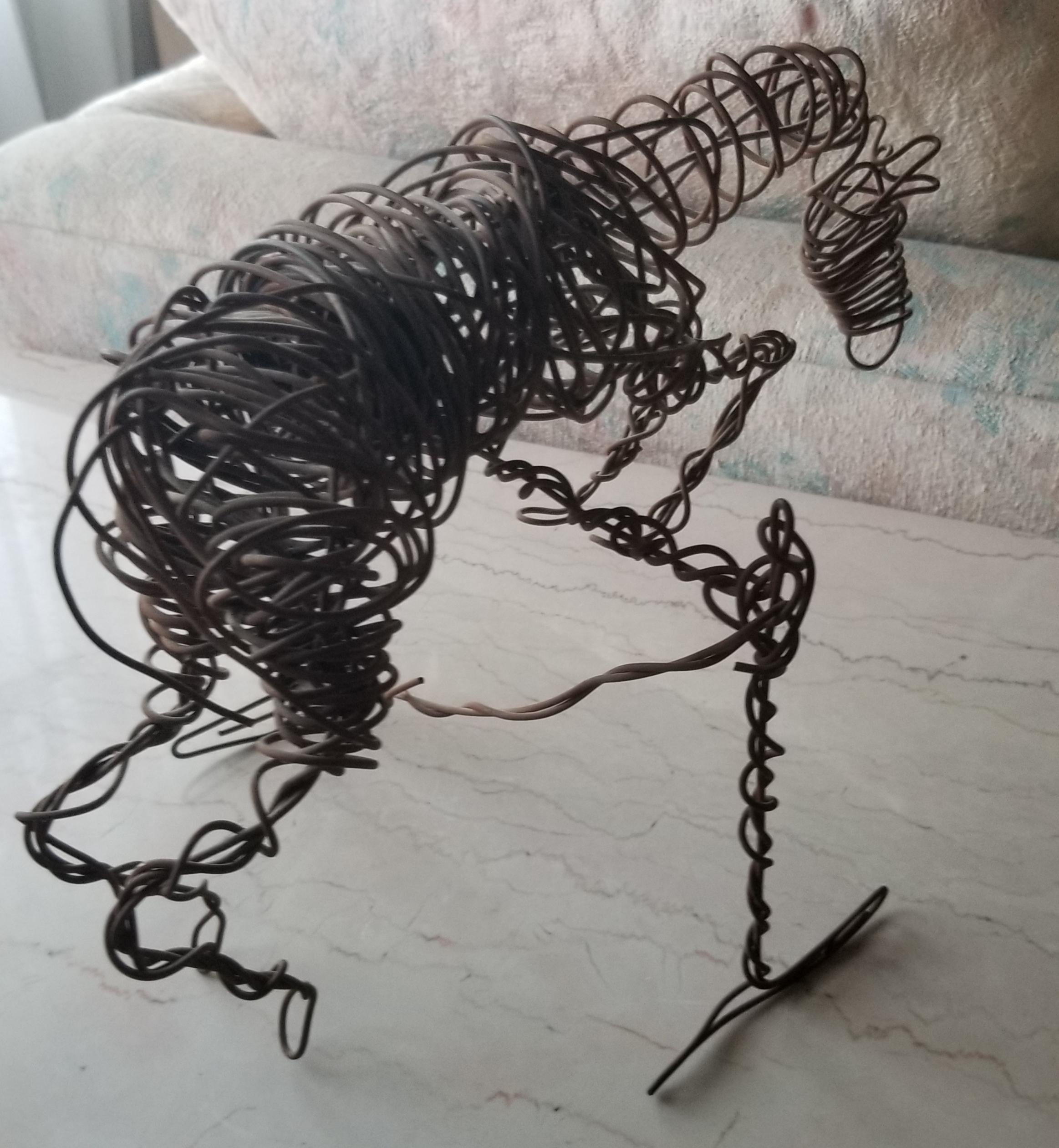 Presenting:
Fabulous wire Metal Art horse jumper table sculpture abstract modern brutalism
Unmarked.
Measures: 14 inches L x 8 Tall x 8 Deep
Original preowned unrestored vintage item condition.
Review images please.

 