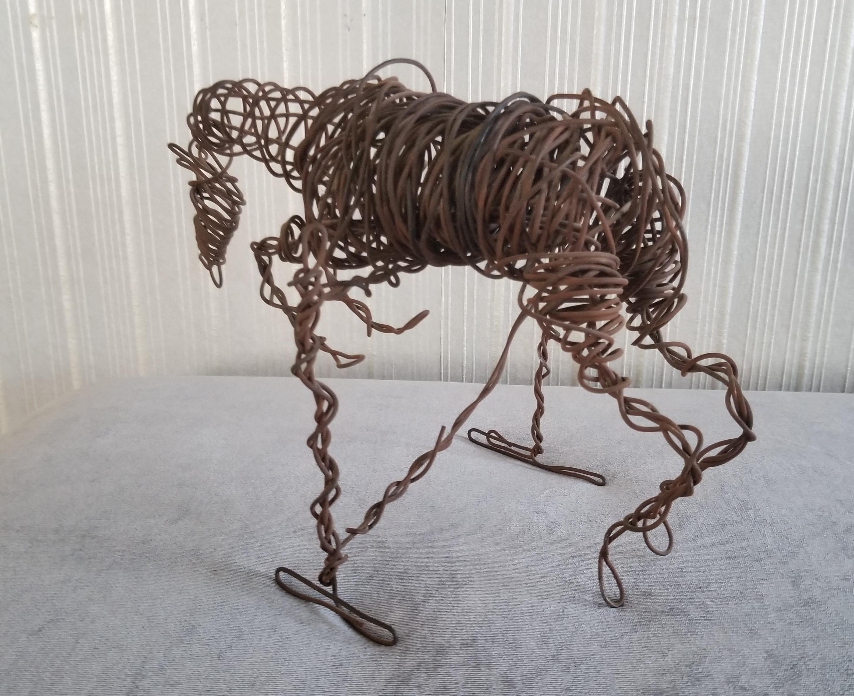 Brutalist Art Wire Horse Sculpture Modernist Metal Jumper, 1960s In Good Condition In Chula Vista, CA