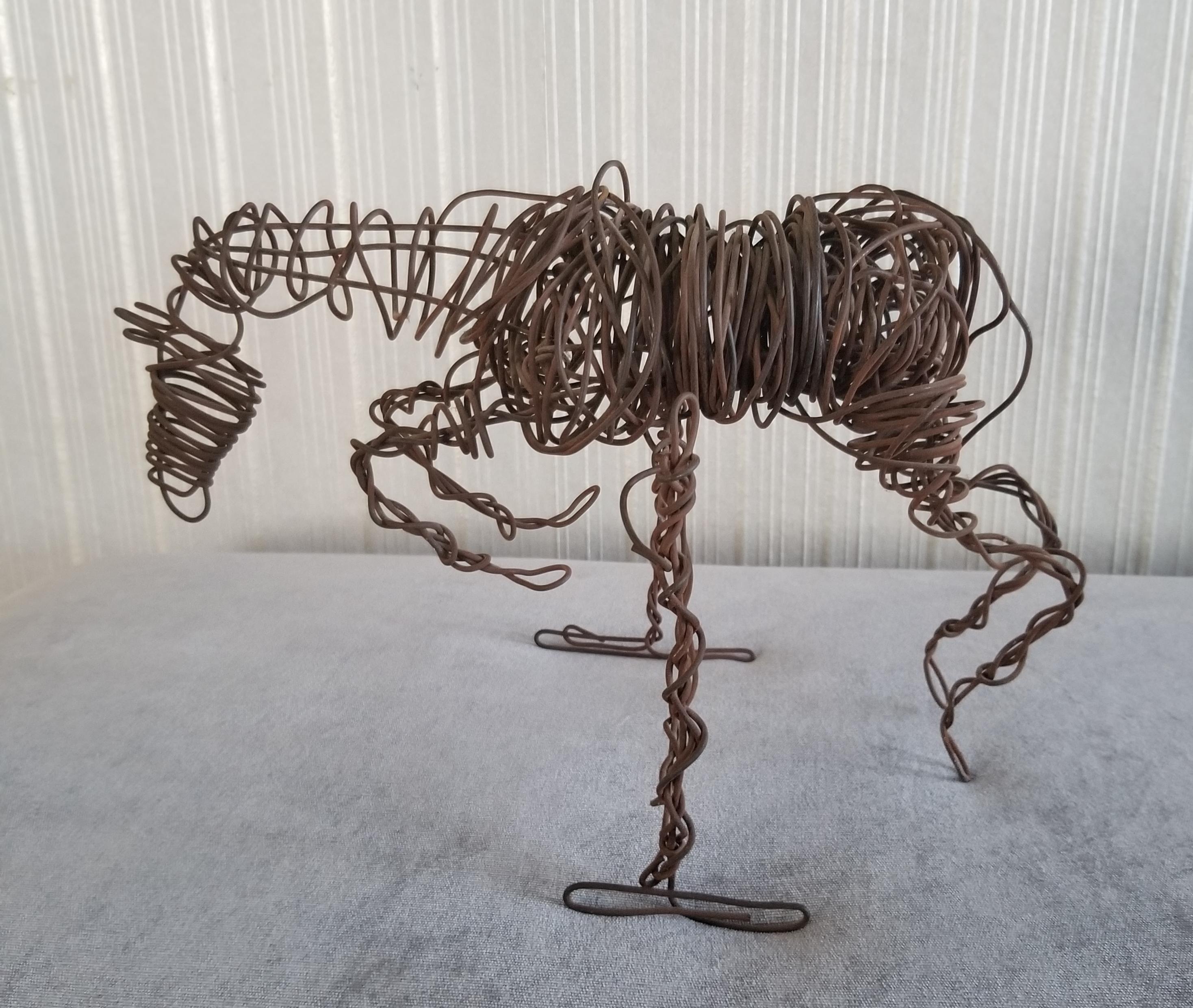 Mid-20th Century Brutalist Art Wire Horse Sculpture Modernist Metal Jumper, 1960s