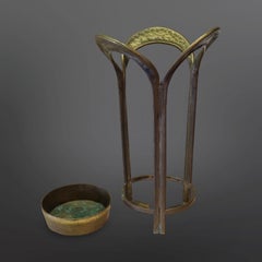 Brutalist artisan bronze umbrella stand, Germany 1970s