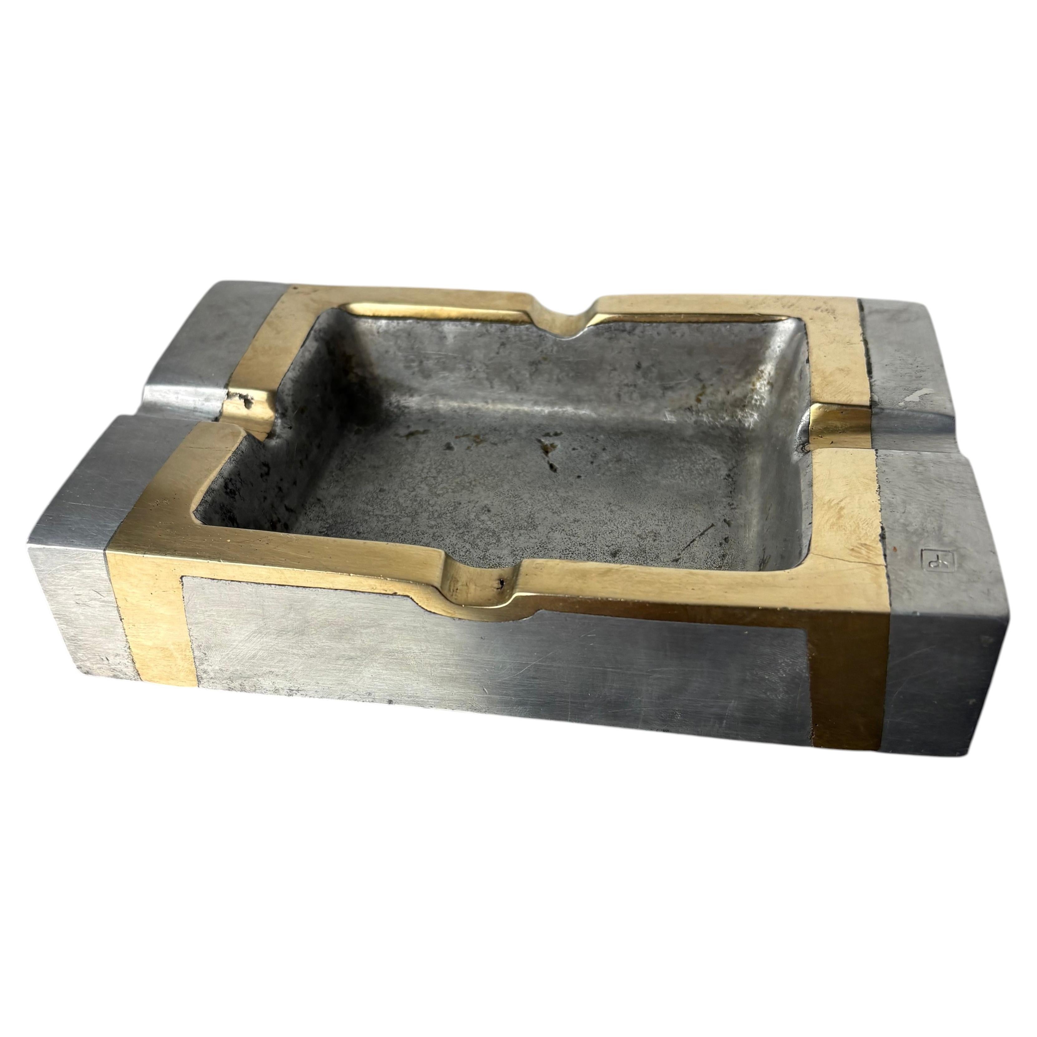 Brutalist Ashtray by David Marshall, Bronze and Aluminum, Spain, 1970s For Sale