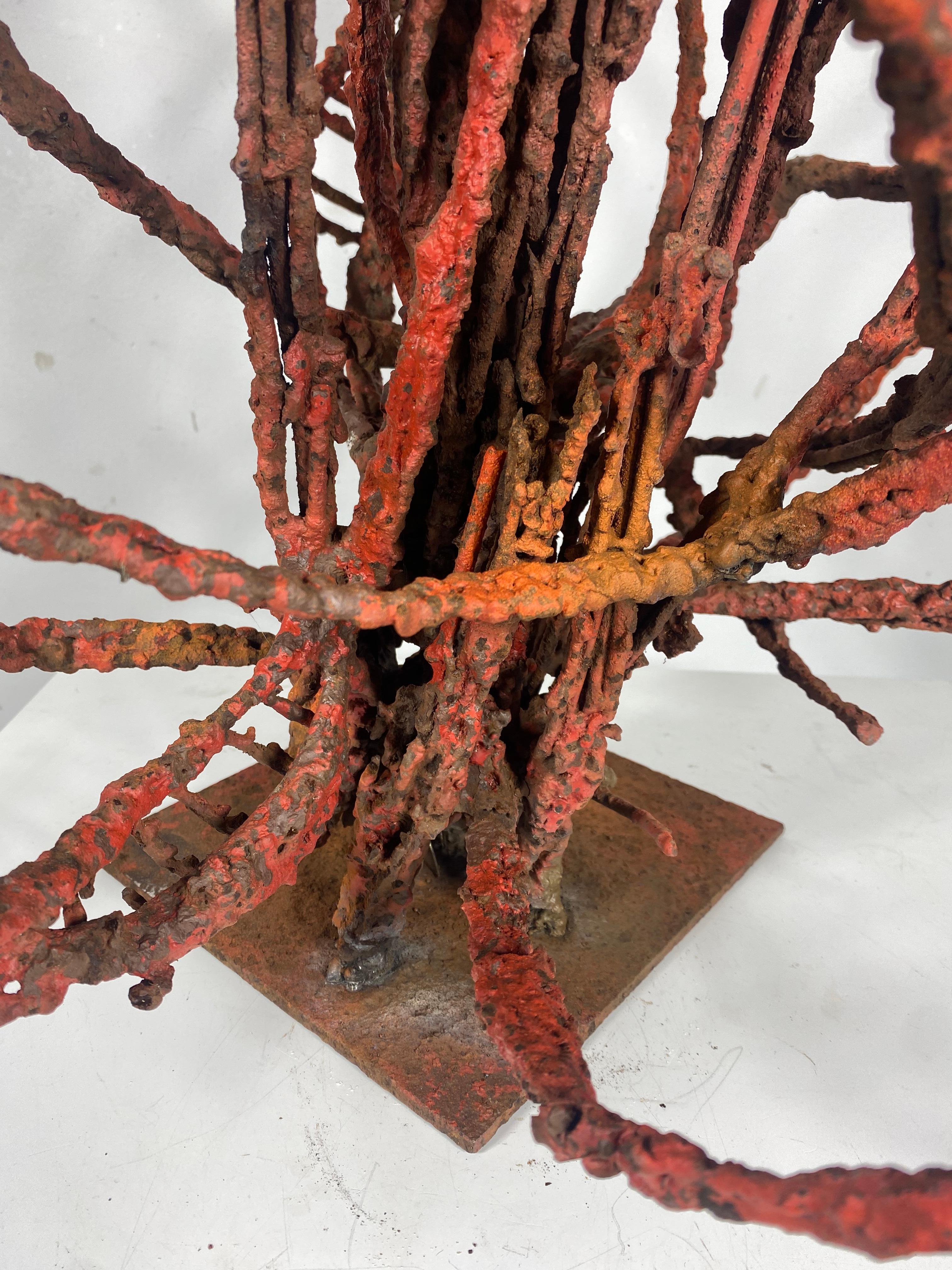 Brutalist atomic iron garden sculpture.. exterior or interior, Hand exicuted.. Great color and patina..