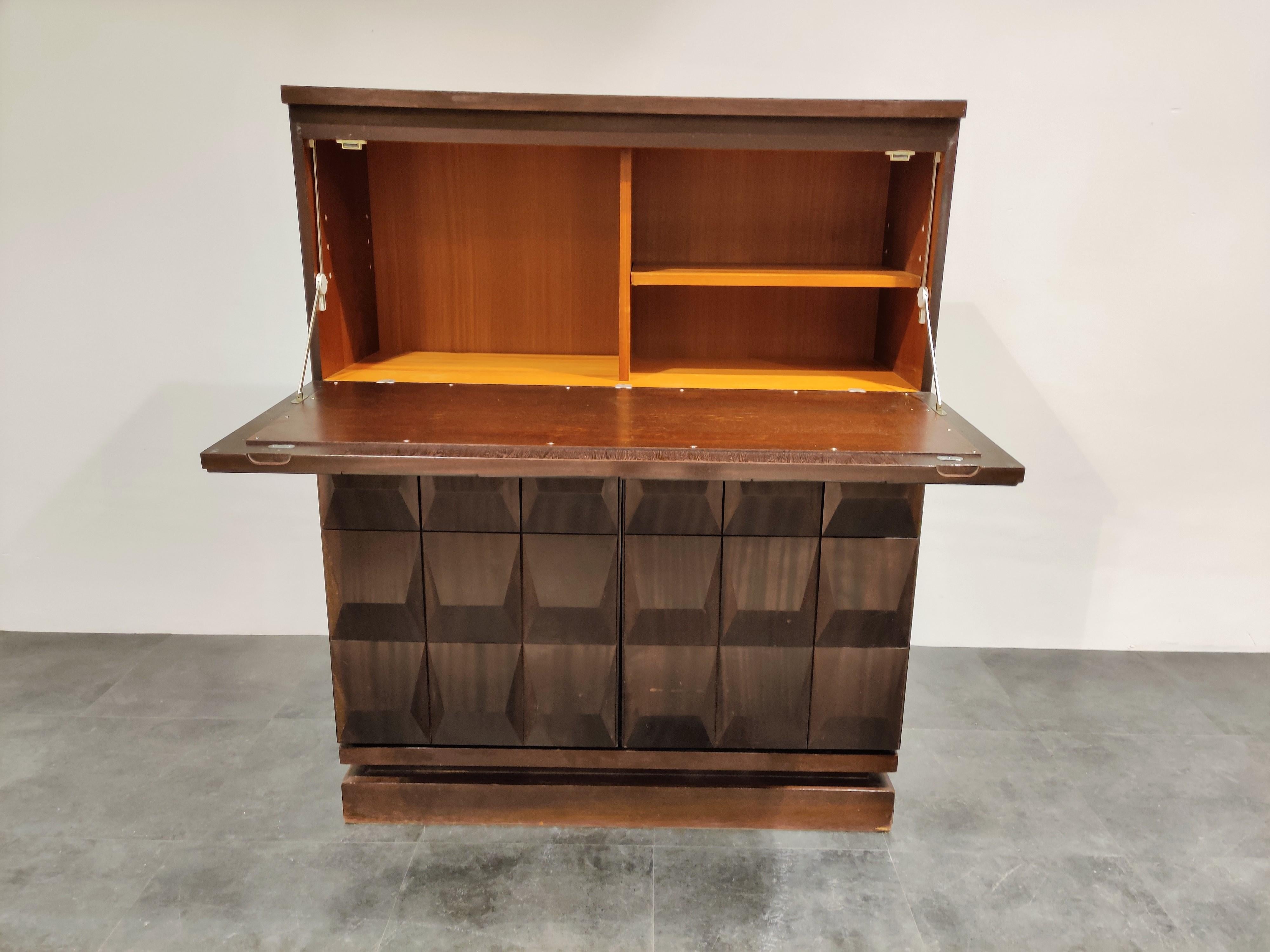 Oak Brutalist Bar Cabinet, 1970s