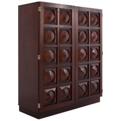 Brutalist Bar Cabinet in Dark Mahogany