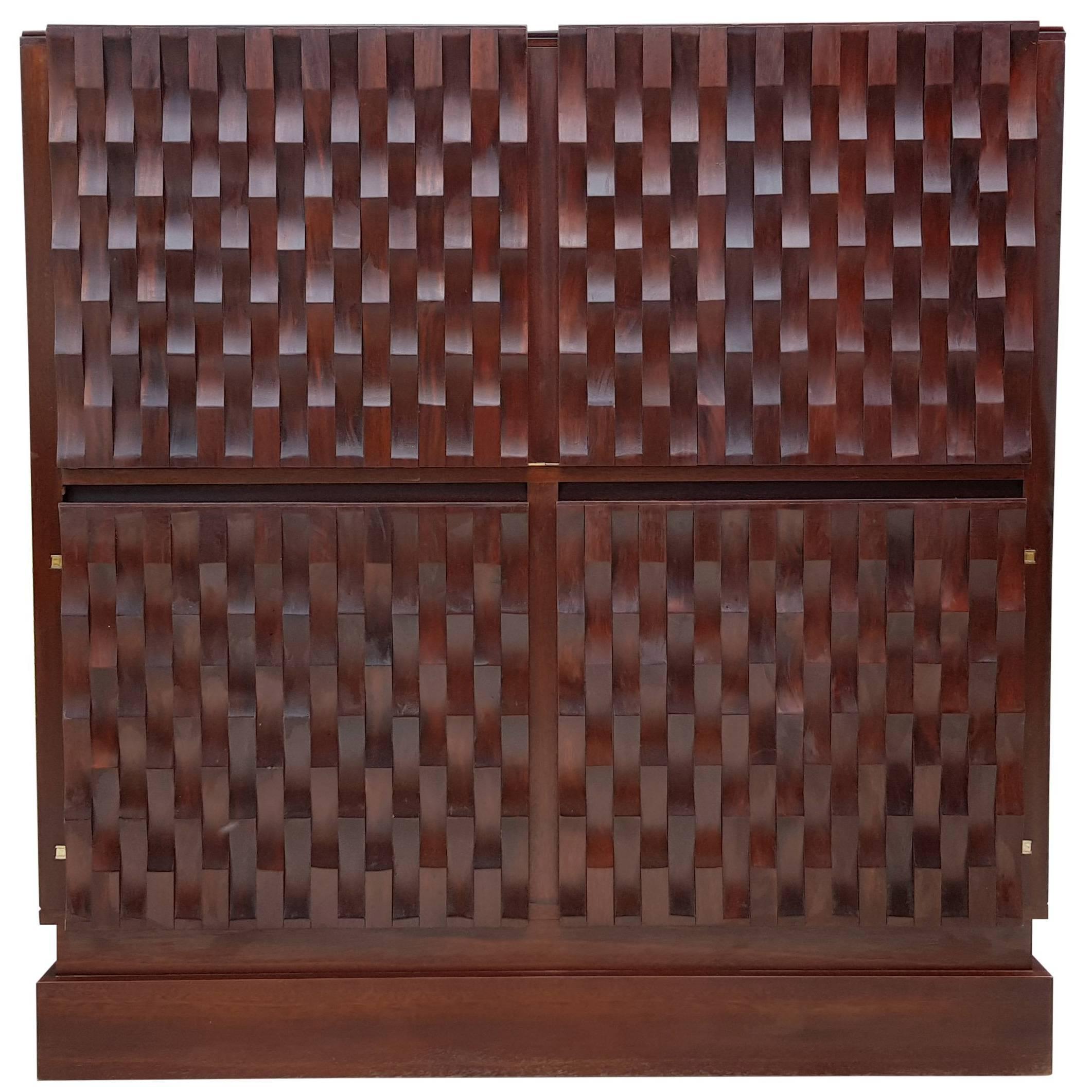 Brutalist Bar in Mahogany Wood Cabinet by Musterring