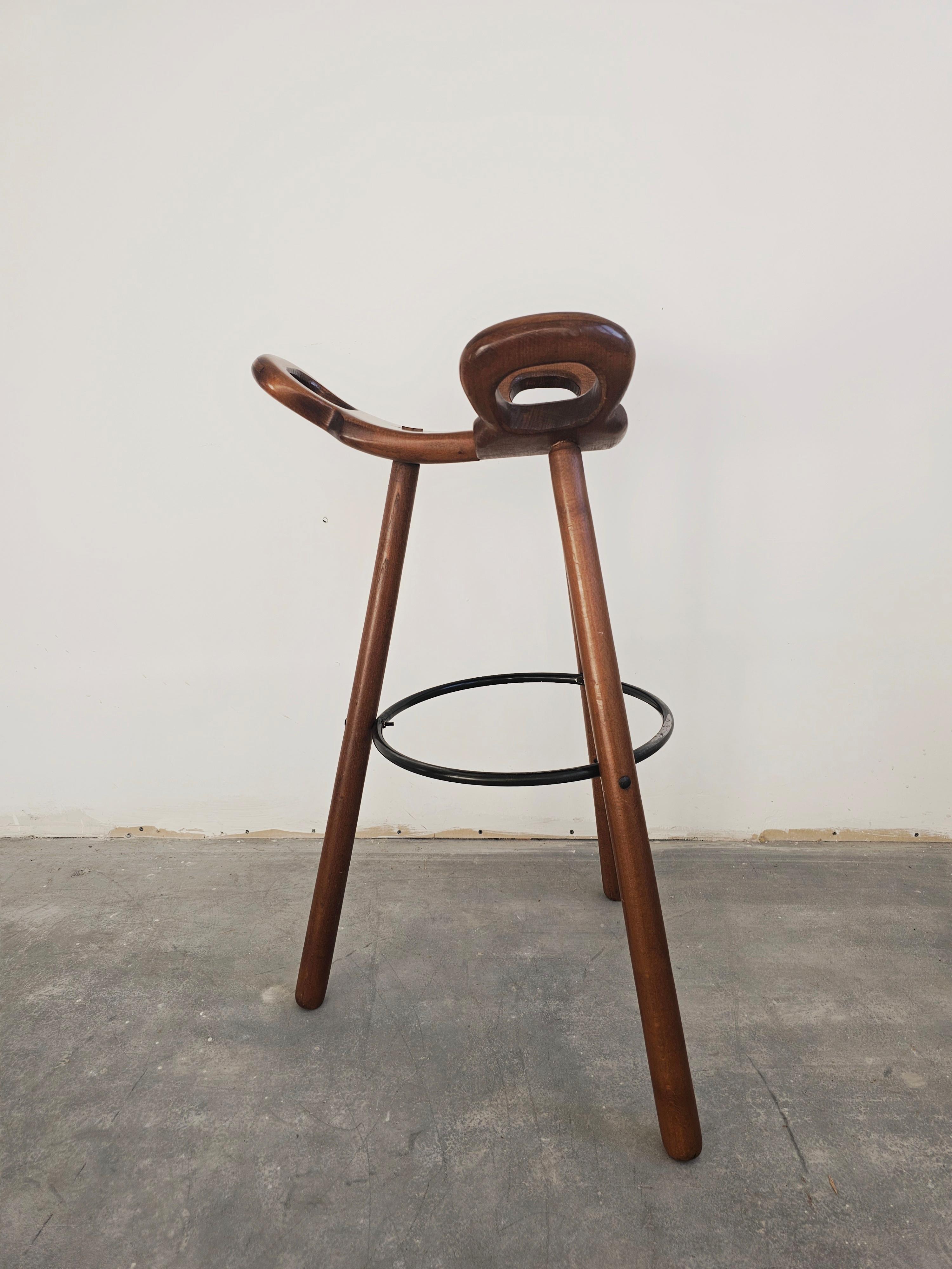 Oak Brutalist Bar Stool 
