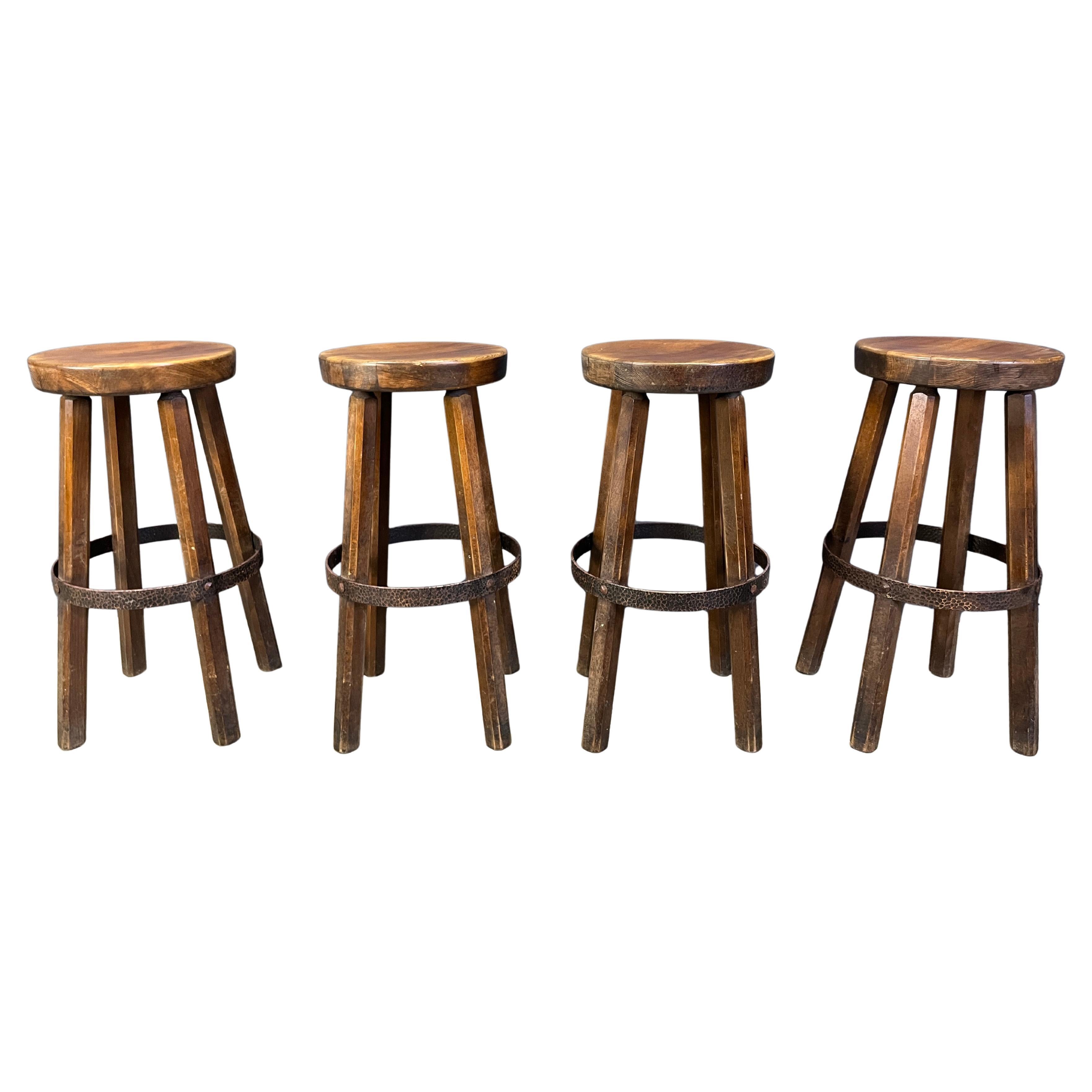 Brutalist bar stools, 1960s - set of 4