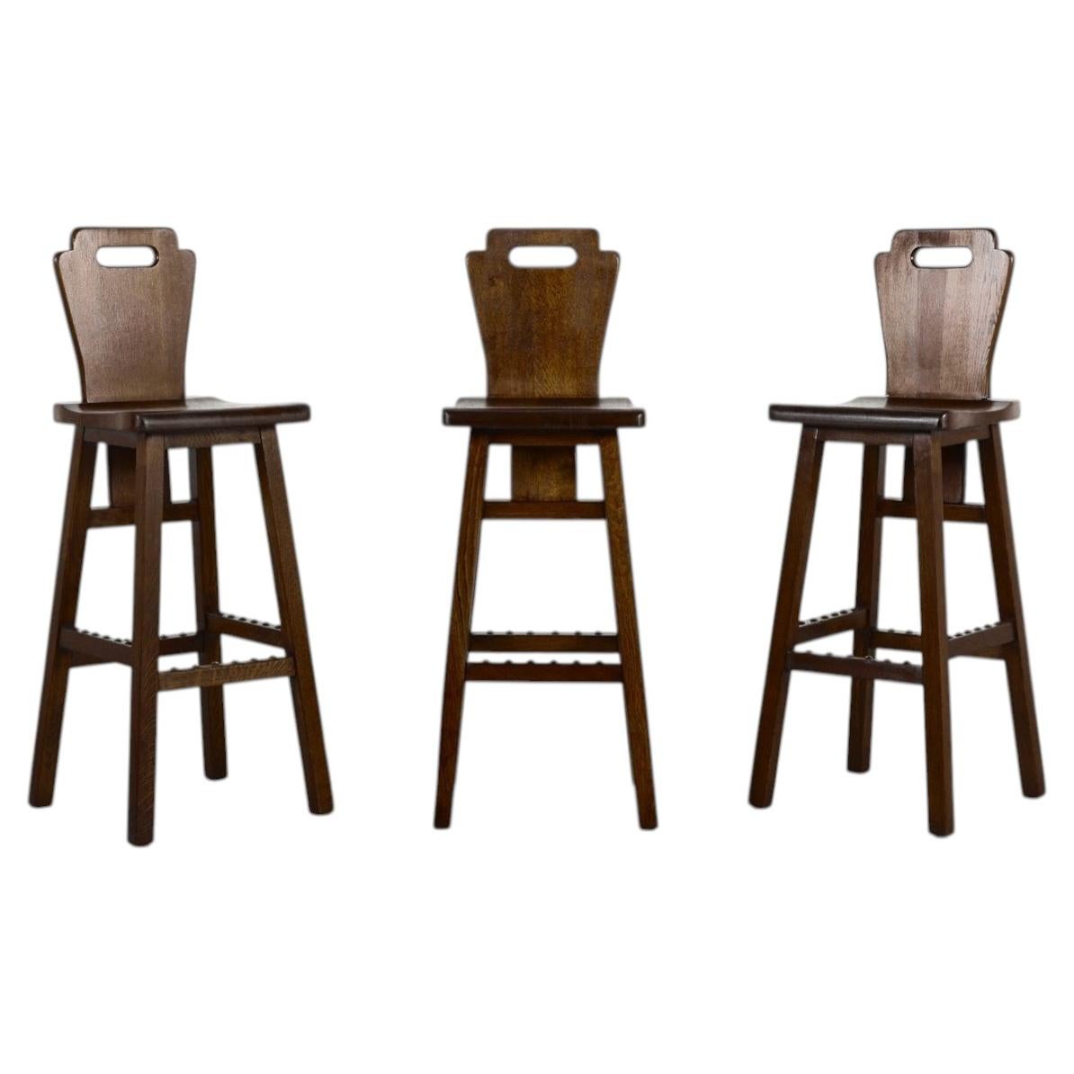Brutalist Bar Stools Attributed to De Puydt, Belgium, 1960s–70s
