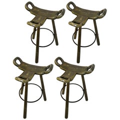 Brutalist Bar Stools in the Style of the Marbella Stool by Sergio Rodrigues