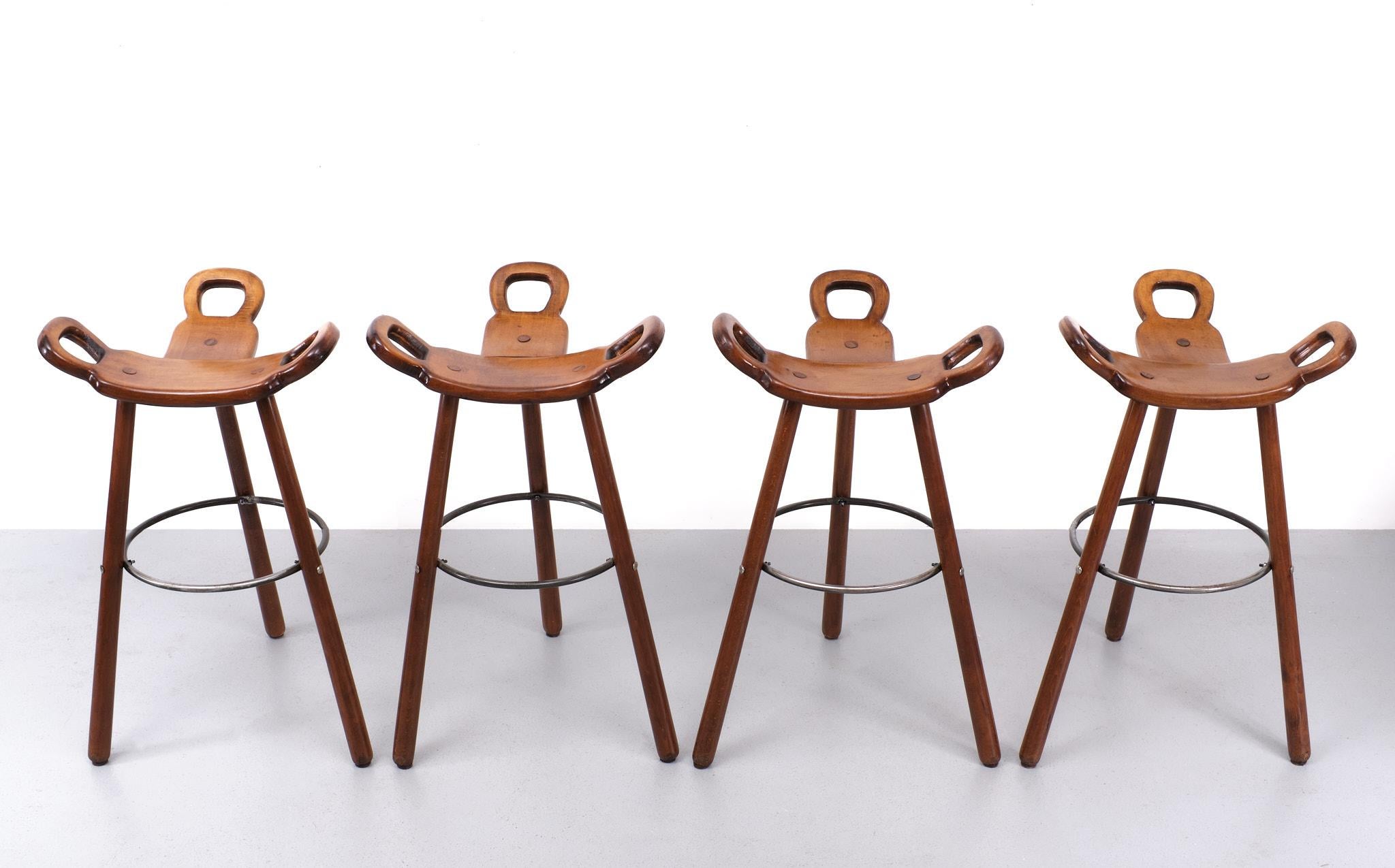 Brutalist  Bar stools Marbella  by Sergio Rodrigues 1970s Spain  In Good Condition In Den Haag, NL