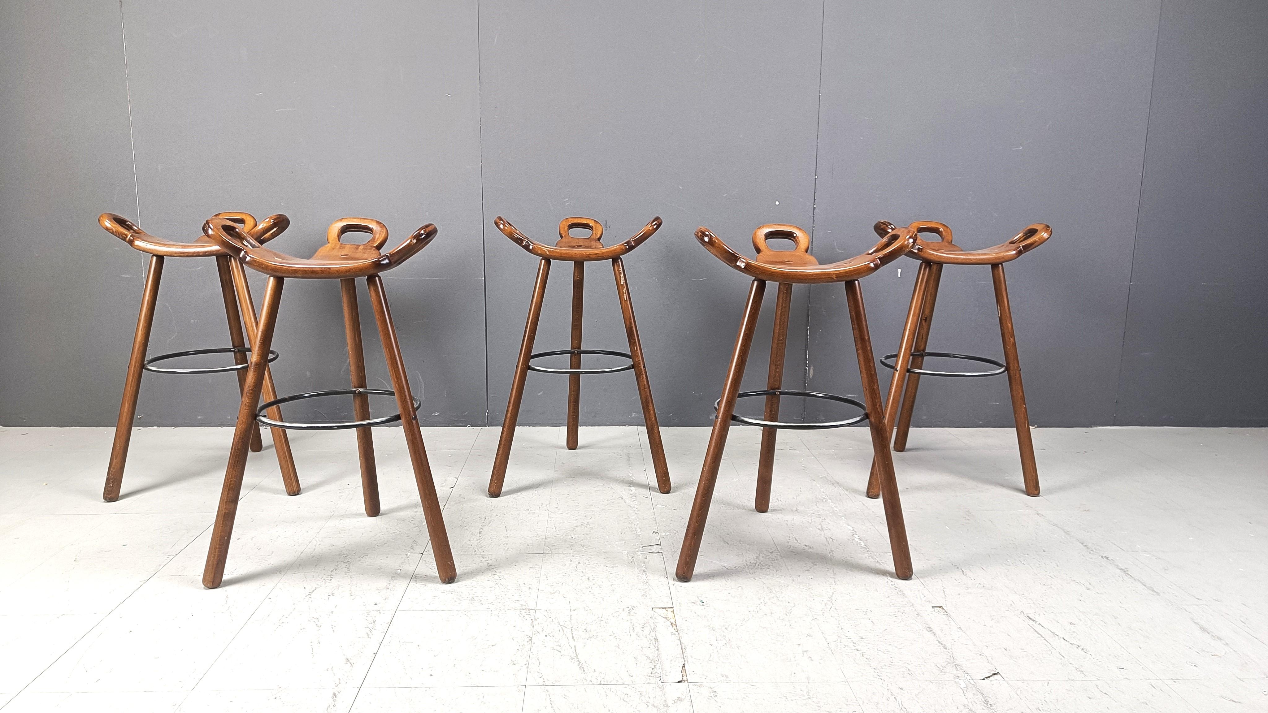 Ensemble de 5 tabourets de bar brutalistes - années 1960 en vente 4