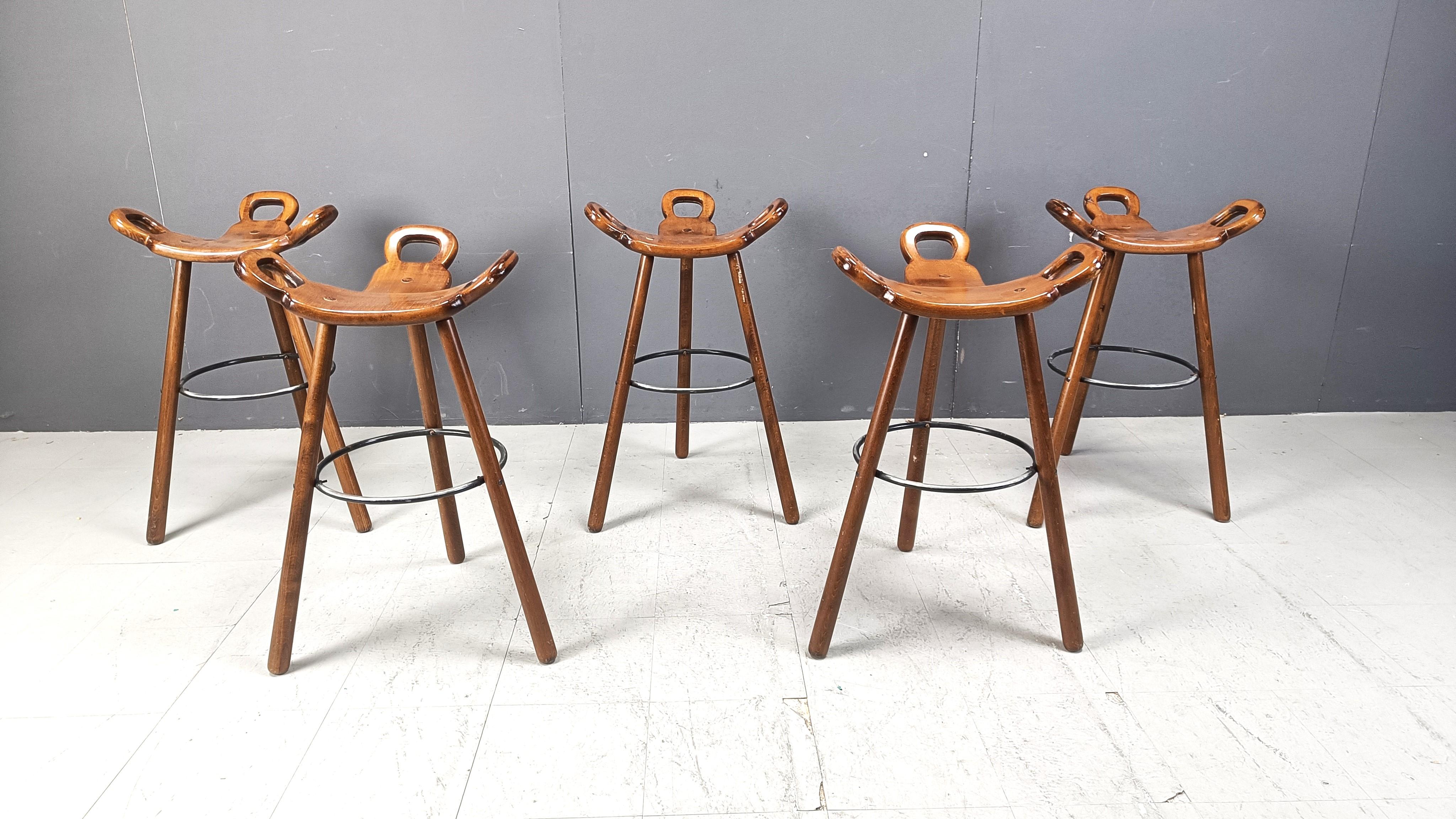 Ensemble de 5 tabourets de bar brutalistes - années 1960 en vente 5