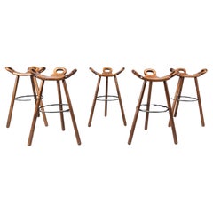 Brutalist bar stools set of 5 - 1960s