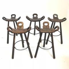 Brutalist Barstool Spanish Chair Marbella Set of Five