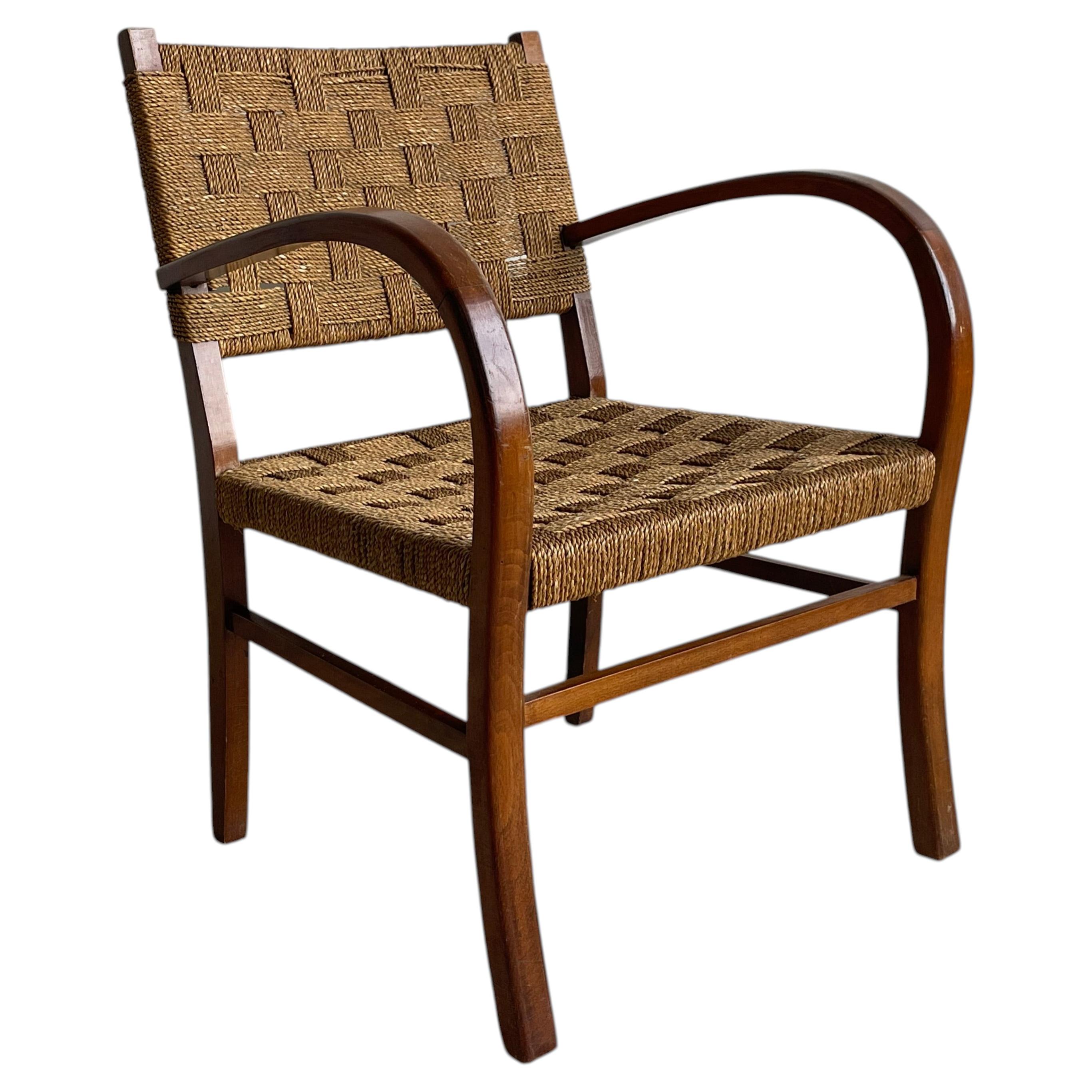 Brutalist Bauhaus Rope Armchair, Attributed to Erich Dieckmann, Germany, 1930s