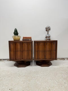 Brutalist Bedside Tables, walkie Wood, Vintage Design, Canada, 1970’s