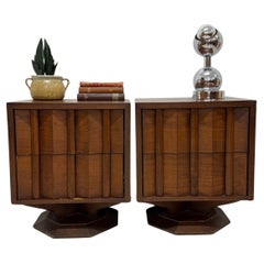 Brutalist Bedside Tables, walkie Wood, Vintage Design, Canada, 1970’s