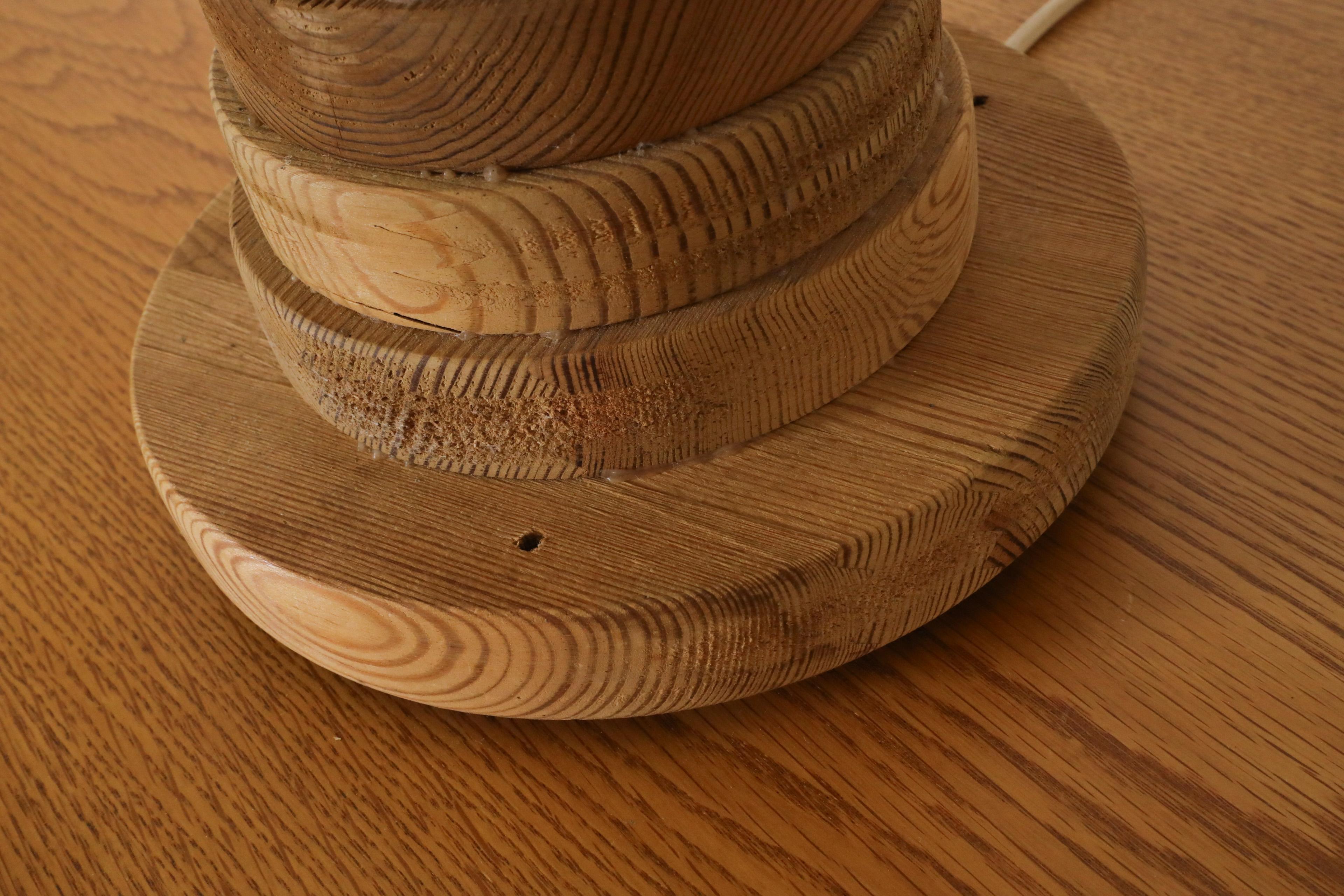Brutalist Beehive Table Lamp Crafted with Thick Stacked Solid Pine Rings 7