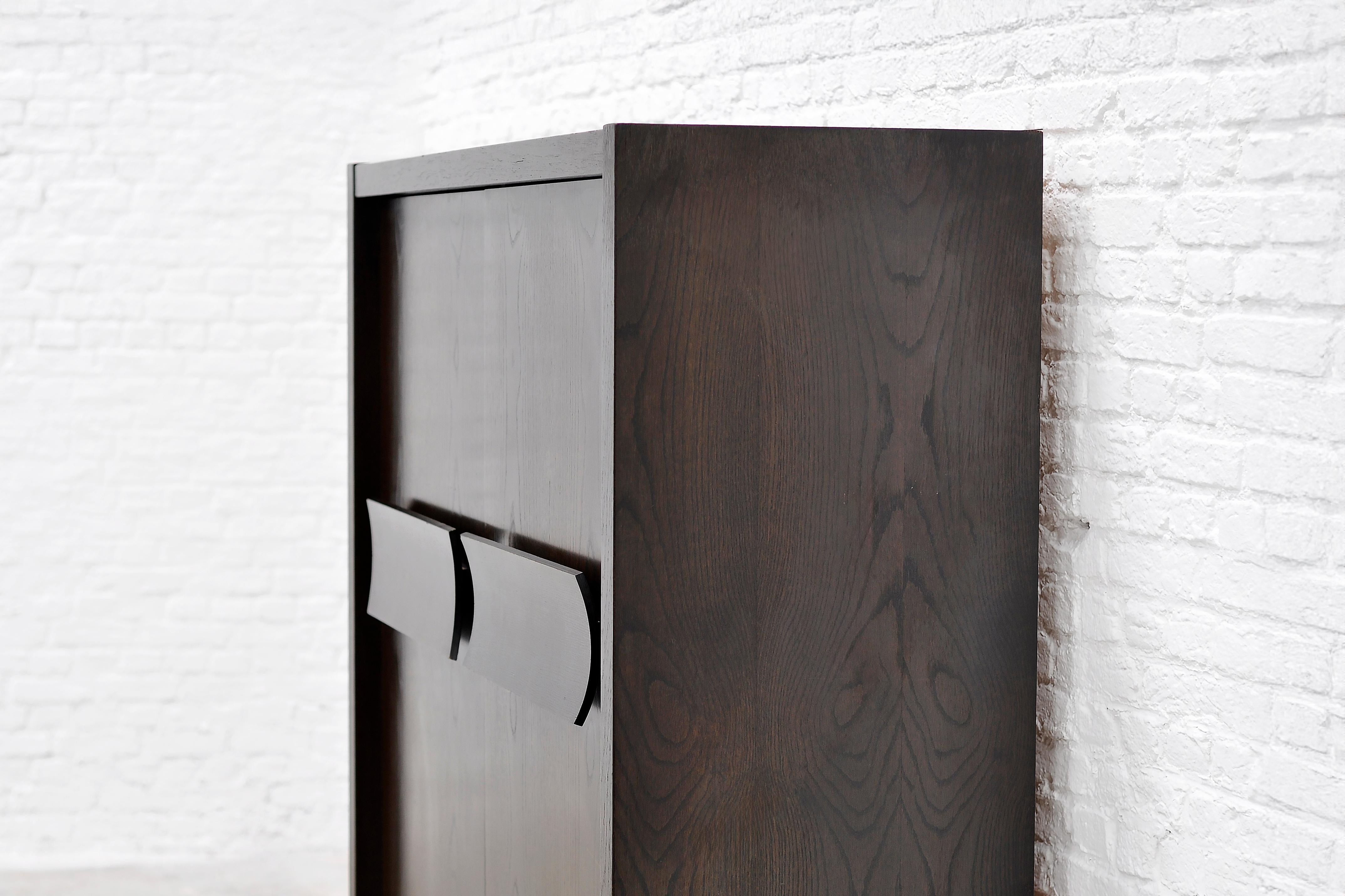Wood Brutalist Belgian Bar Cabinet, 1970s For Sale