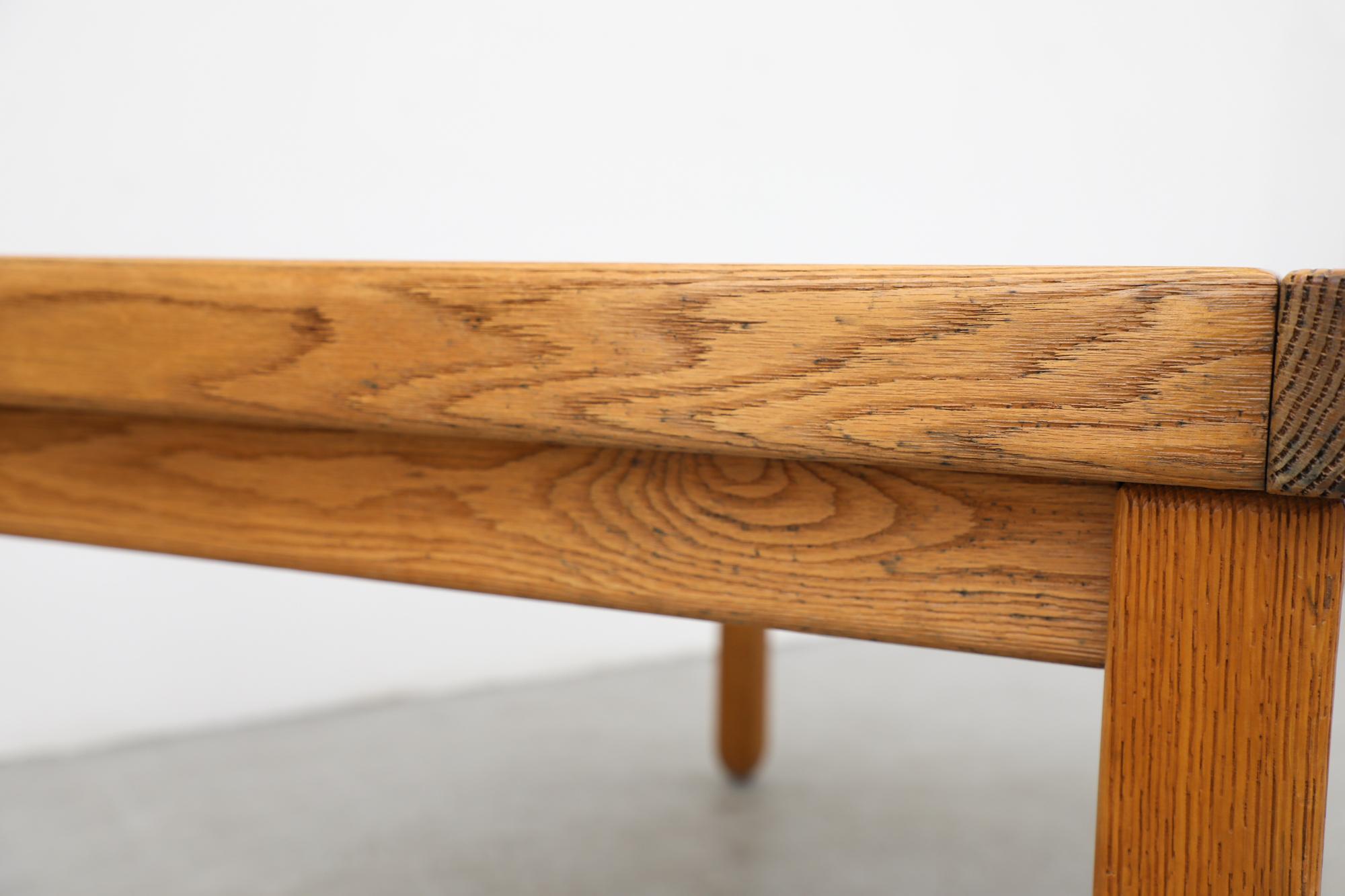 Brutalist Belgian Slatted Oak Dining Table w/ Rounded Legs Attributed to DePuydt For Sale 7