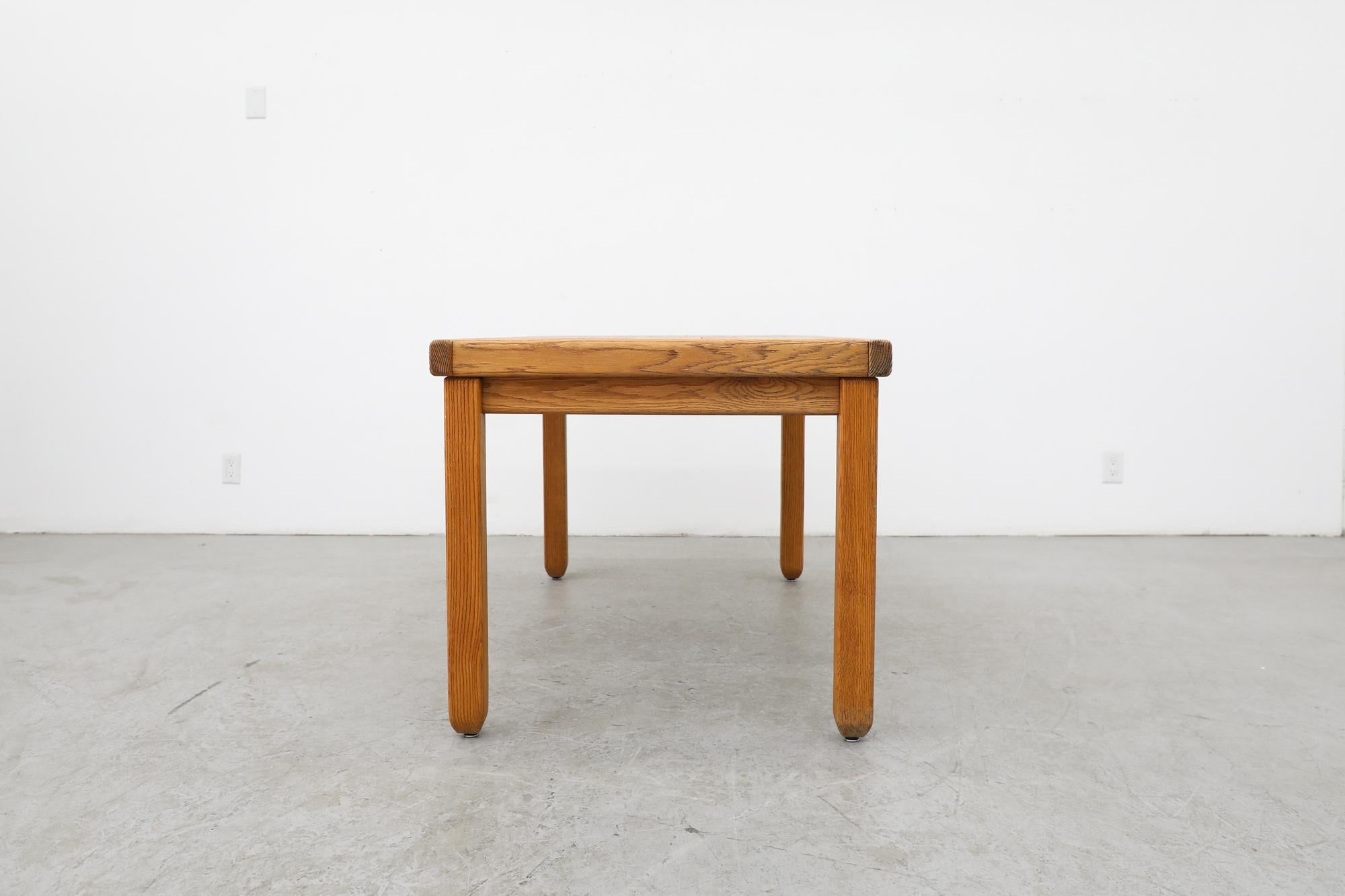 Dutch Brutalist Belgian Slatted Oak Dining Table w/ Rounded Legs Attributed to DePuydt For Sale