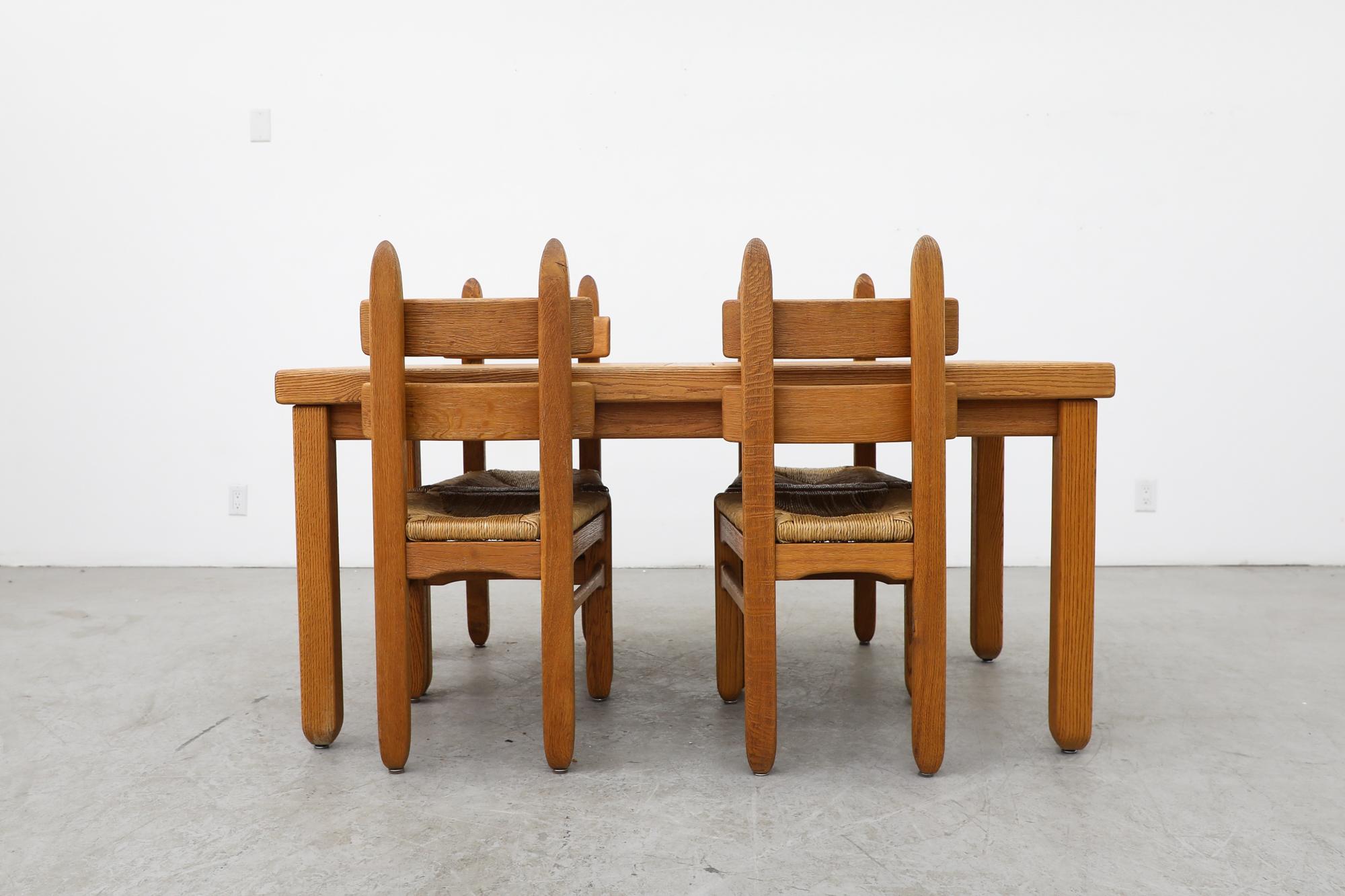 Brutalist Belgian Slatted Oak Dining Table w/ Rounded Legs Attributed to DePuydt For Sale 2
