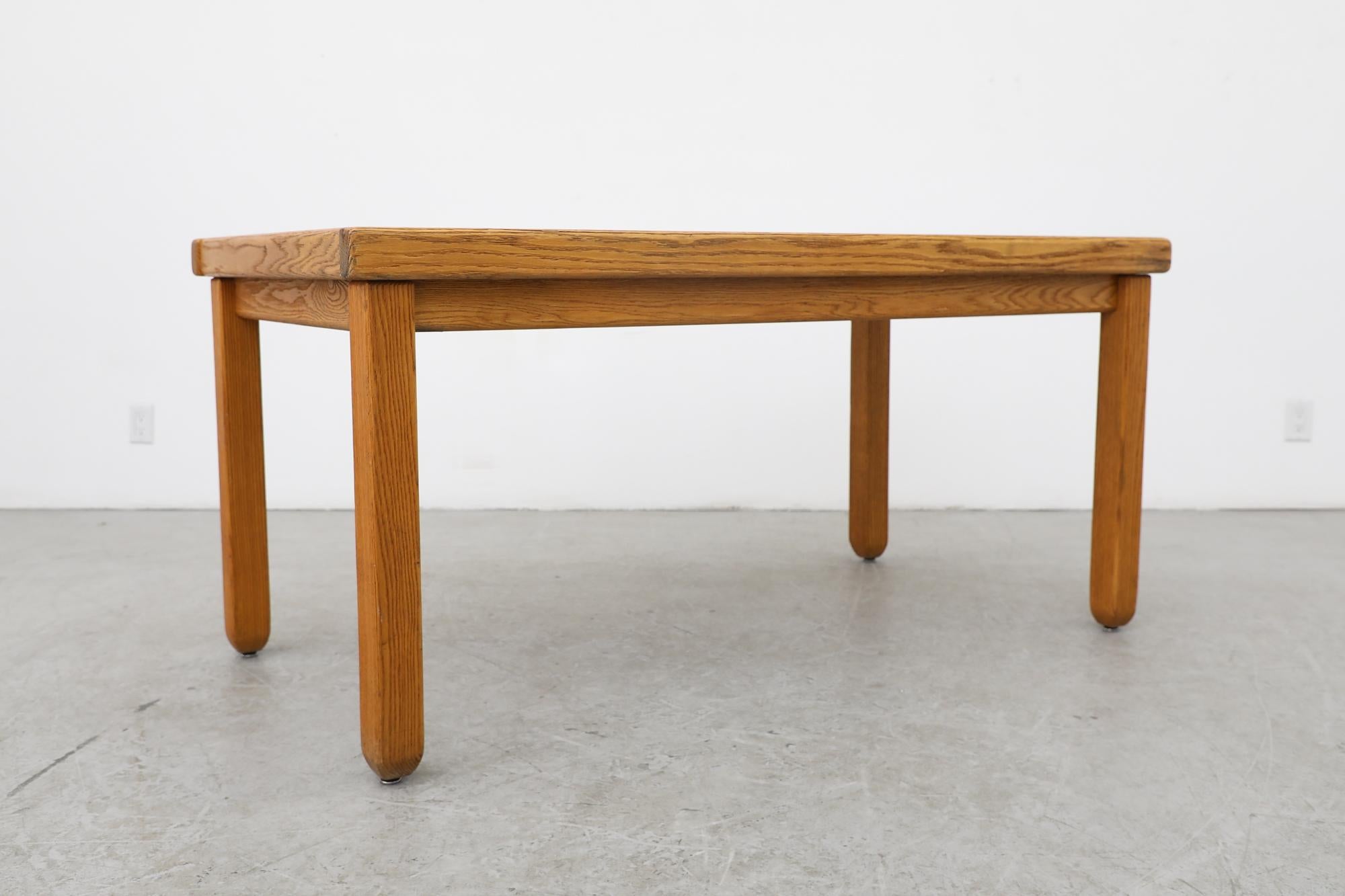Brutalist Belgian Slatted Oak Dining Table w/ Rounded Legs Attributed to DePuydt For Sale 3