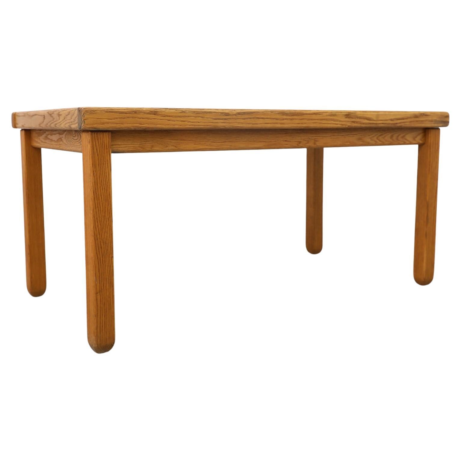 Brutalist Belgian Slatted Oak Dining Table w/ Rounded Legs Attributed to DePuydt For Sale