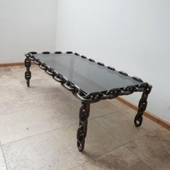 Brutalist Belgium Large Iron Chain Coffee Table