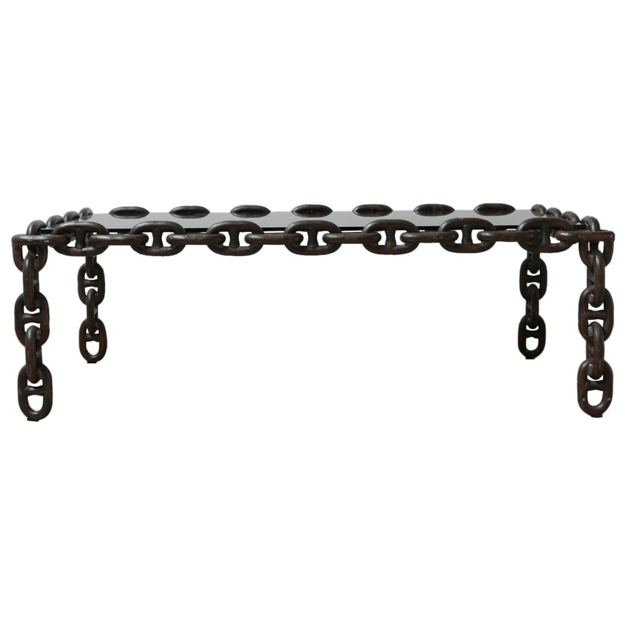 Brutalist Belgium Large Iron Chain Coffee Table