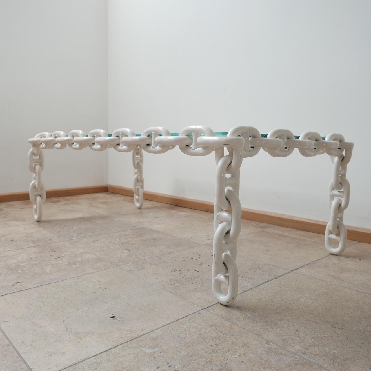 Belgian Brutalist Belgium Mid-Century Large Chain Coffee Table