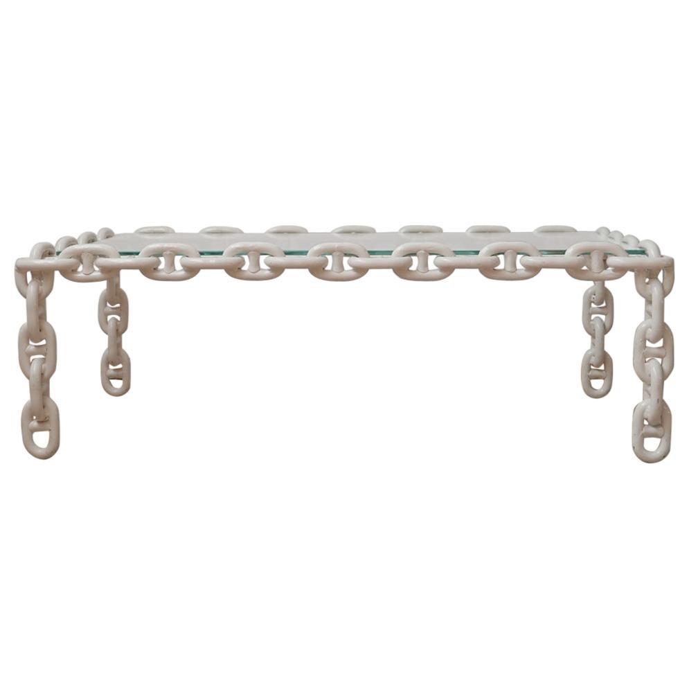 Brutalist Belgium Mid-Century Large Chain Coffee Table