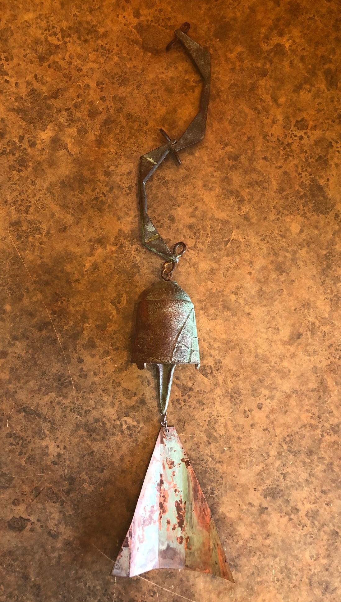 Striking Brutalist solid bronze bell by Paolo Soleri, circa 1970s. This iconic piece is 21.5