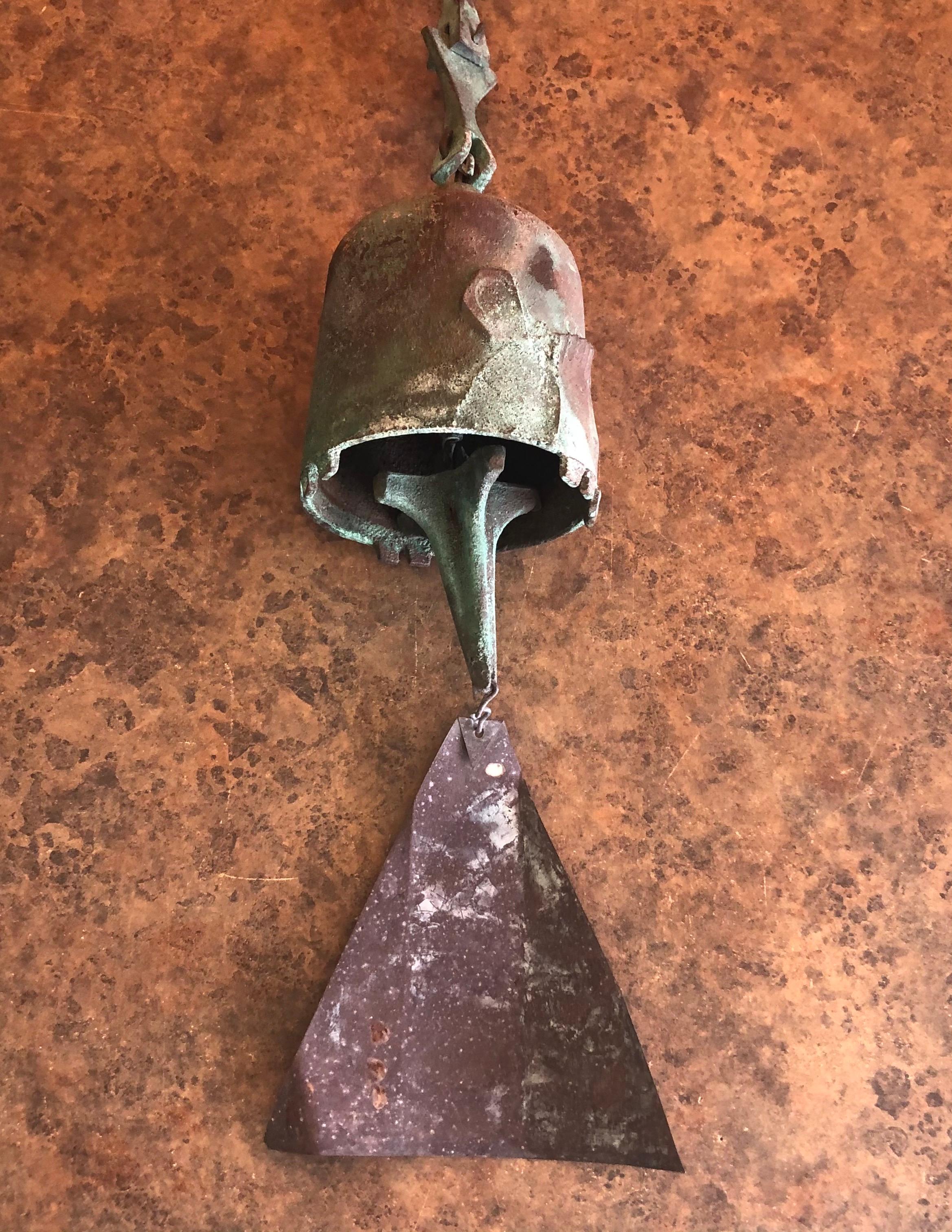 American Brutalist Bell in Solid Bronze by Paolo Soleri