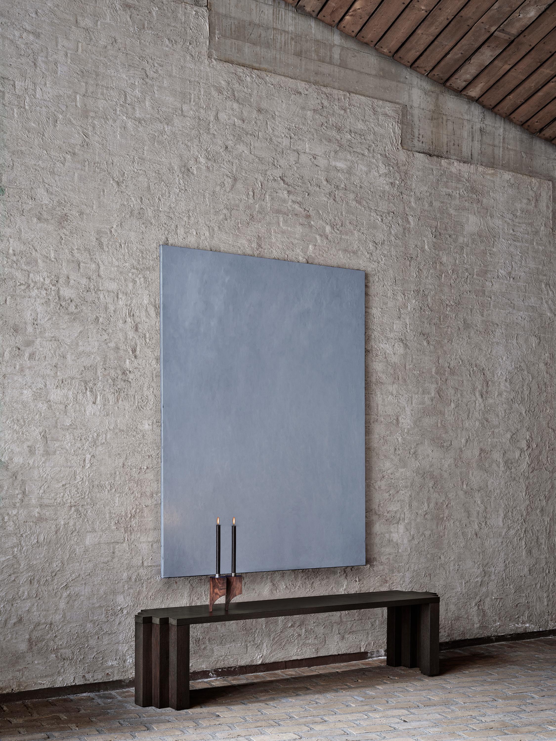 Hand-Crafted Brutalist Bench in Solid French Oak - Cadence by Mokko For Sale