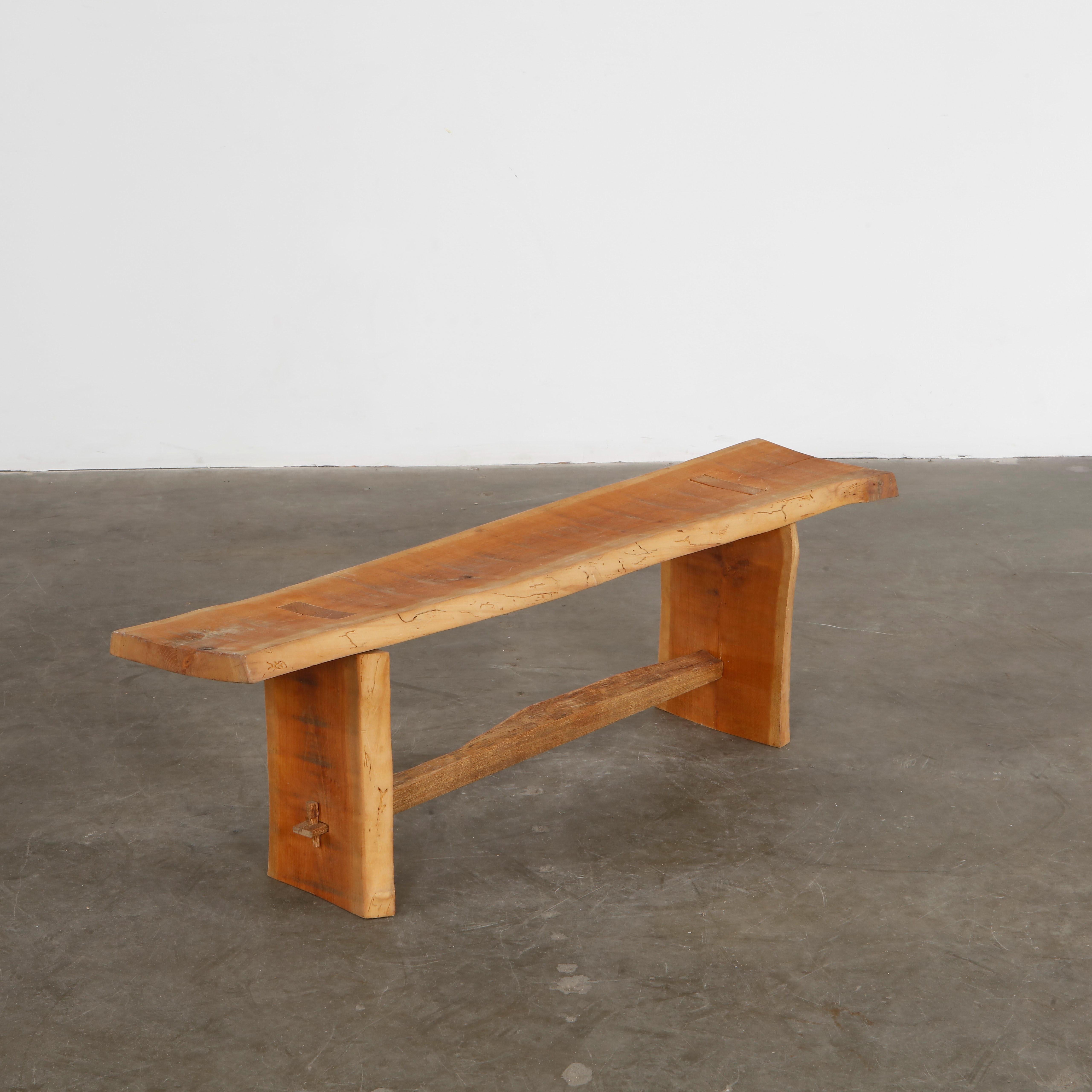 Legno Panchina brutalista nello stile di Nakachima, anni '70 in vendita