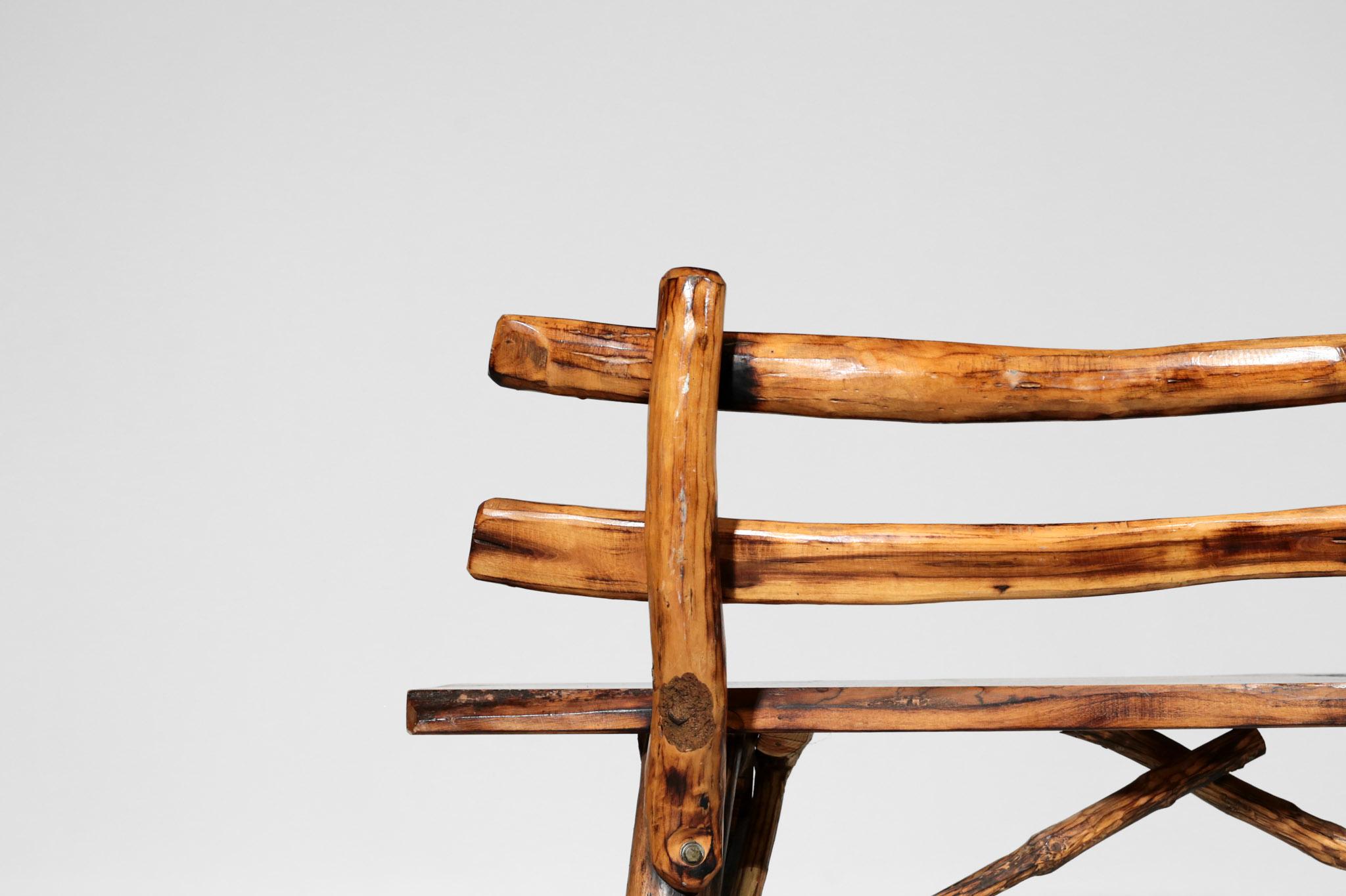 Brutalist Bench Solid Pine Sculptural For Sale 7
