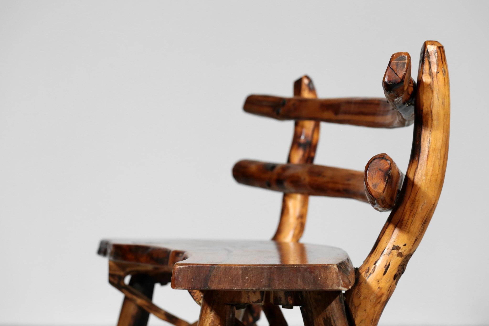 Brutalist Bench Solid Pine Sculptural For Sale 9