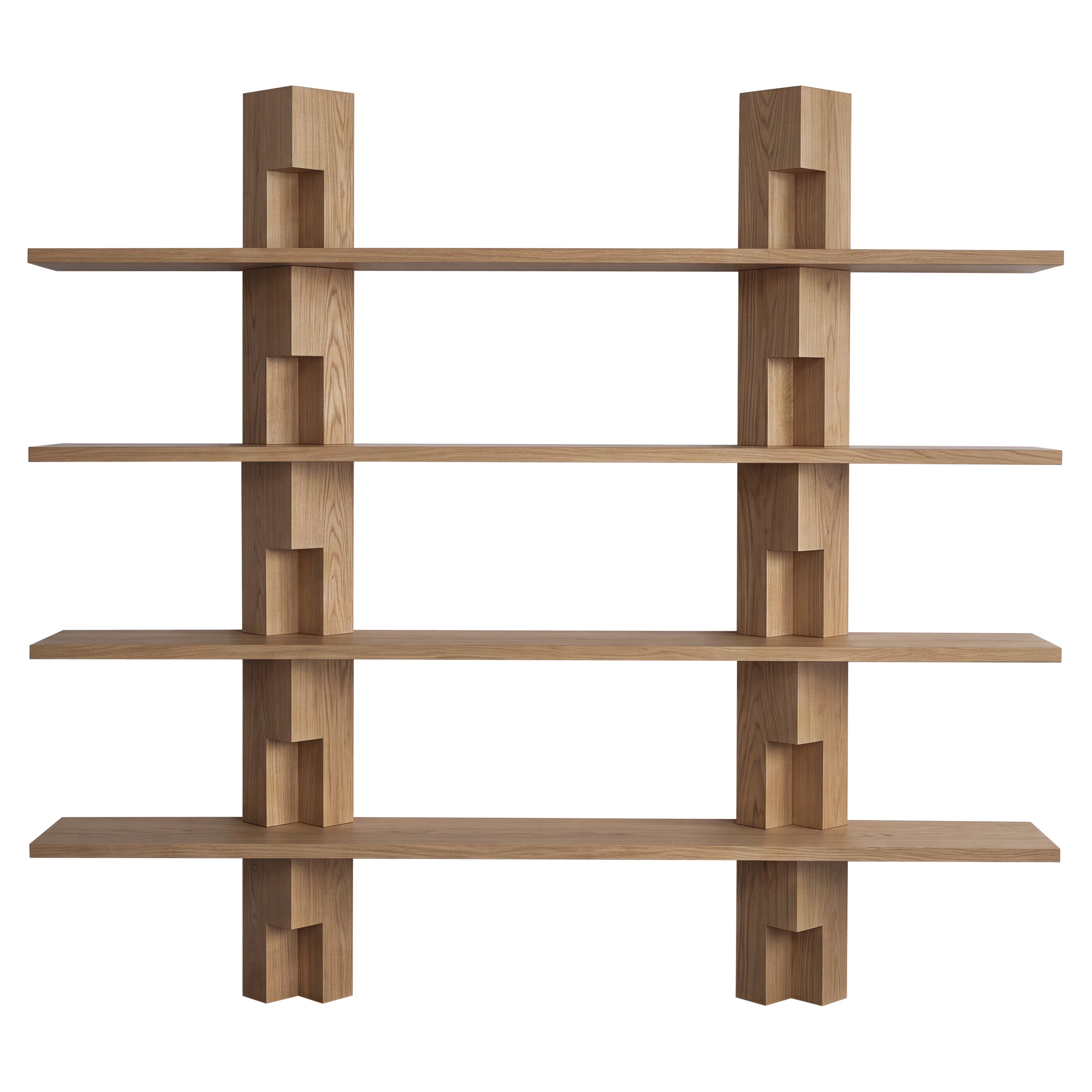 Brutalist Bibliothèque, Book Shelves, Solid French Light Oak, Galea by Mokko